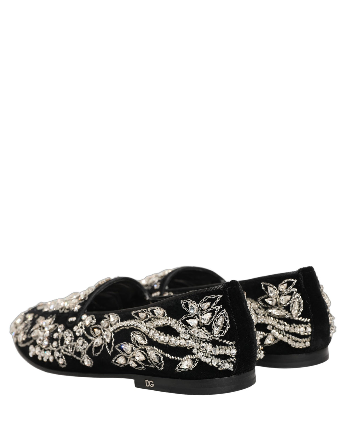 Dolce & Gabbana Black Velvet Embellished Dress Loafers Men's Shoes (Pre-Owned)