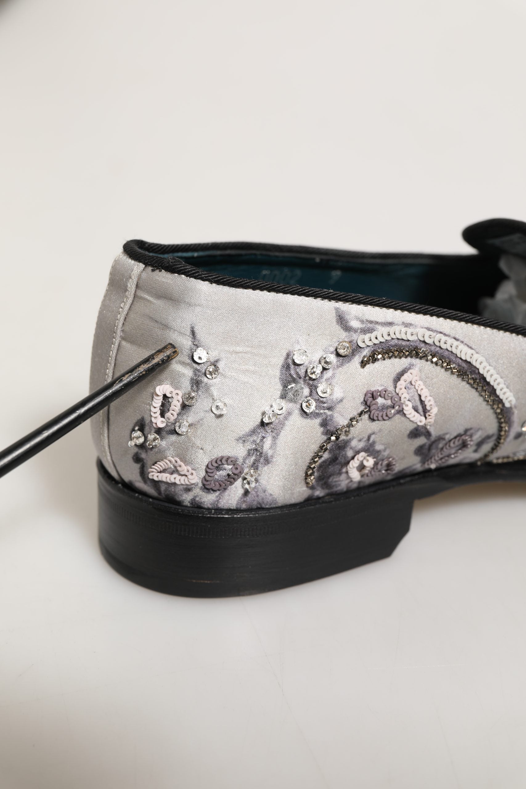 Dolce & Gabbana White Sequined Formal Slip On Loafers Men's Shoes (Pre-Owned)