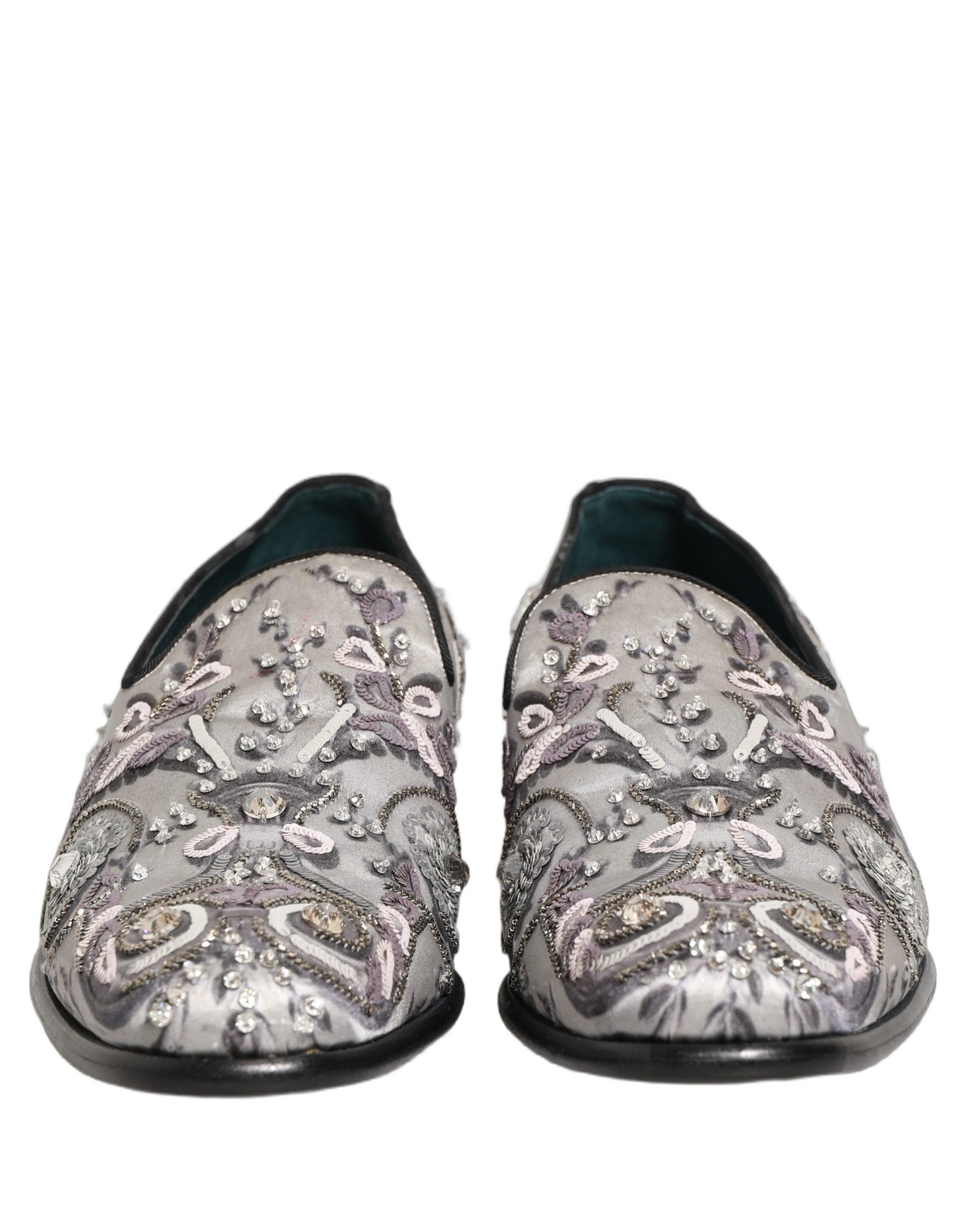 Dolce & Gabbana White Sequined Formal Slip On Loafers Men's Shoes (Pre-Owned)