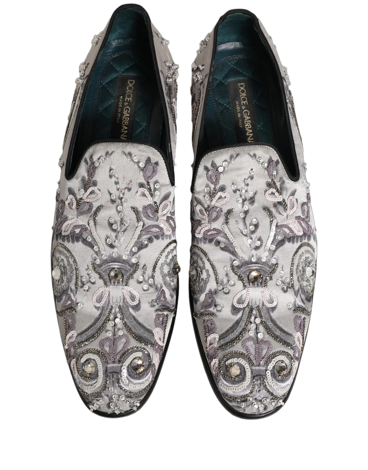Dolce & Gabbana White Sequined Formal Slip On Loafers Men's Shoes (Pre-Owned)
