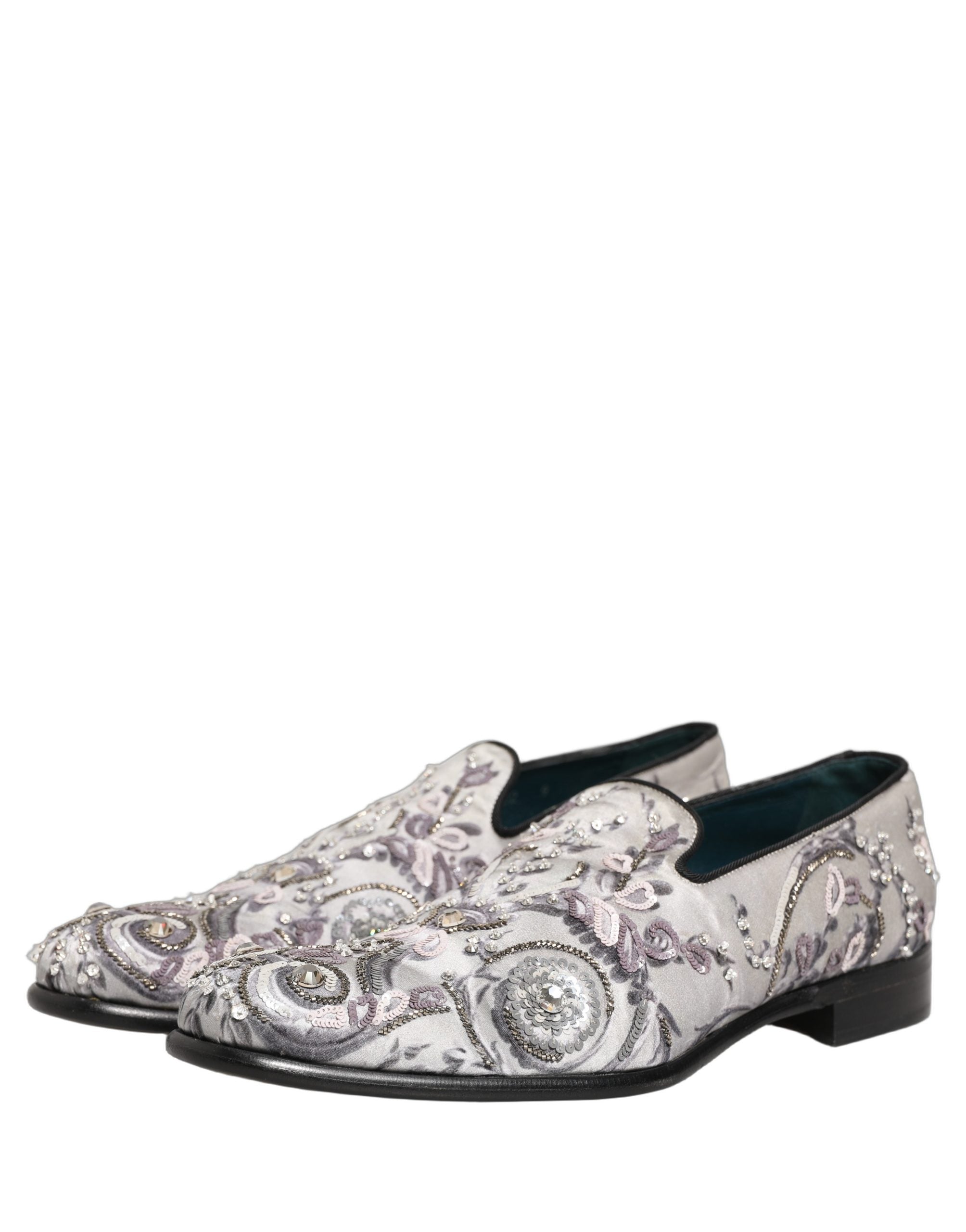 Dolce & Gabbana White Sequined Formal Slip On Loafers Men's Shoes (Pre-Owned)