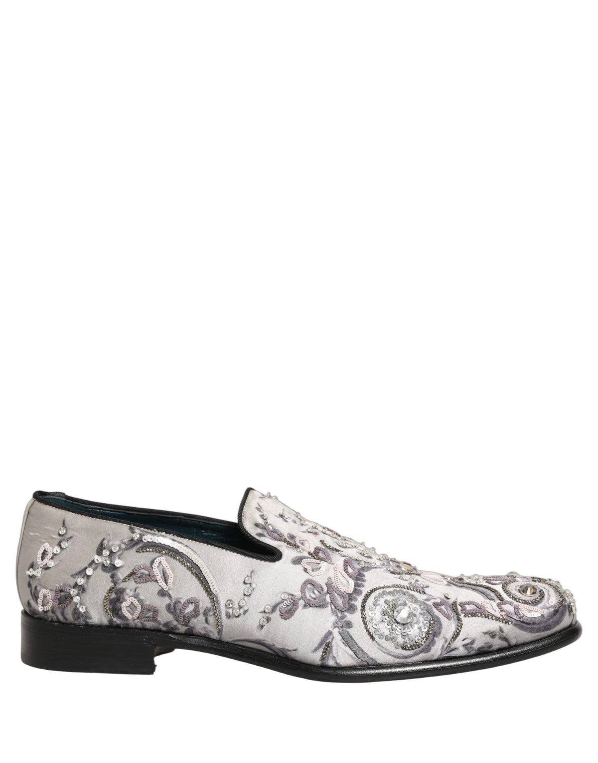 Dolce & Gabbana White Sequined Formal Slip On Loafers Men's Shoes (Pre-Owned)