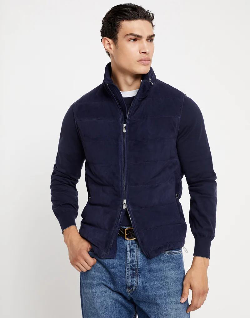 Brunello Cucinelli Bicolor Leather Sleveless Men's Jacket