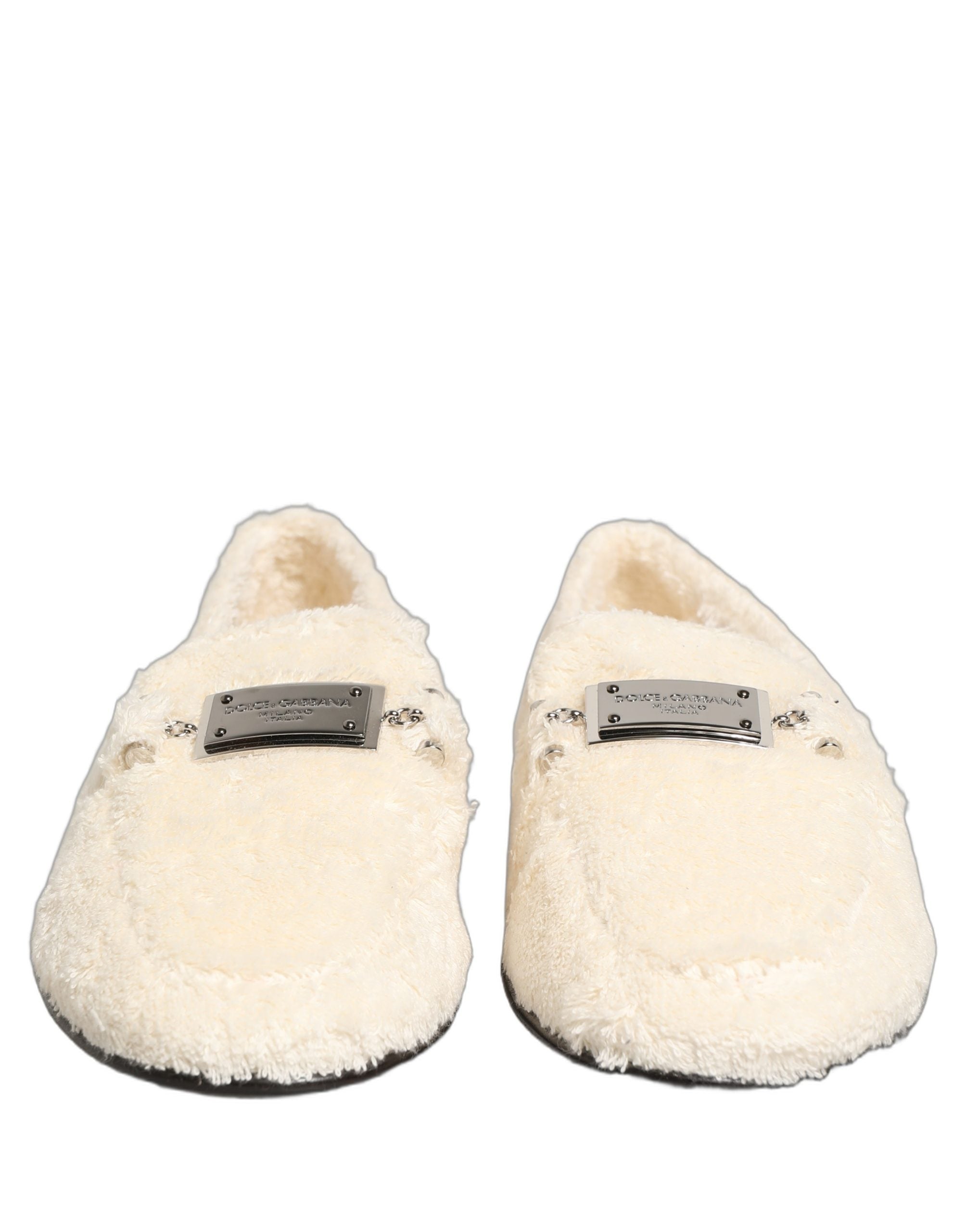 Dolce & Gabbana White Fur Shearling Men Dress Loafers Men's Shoes