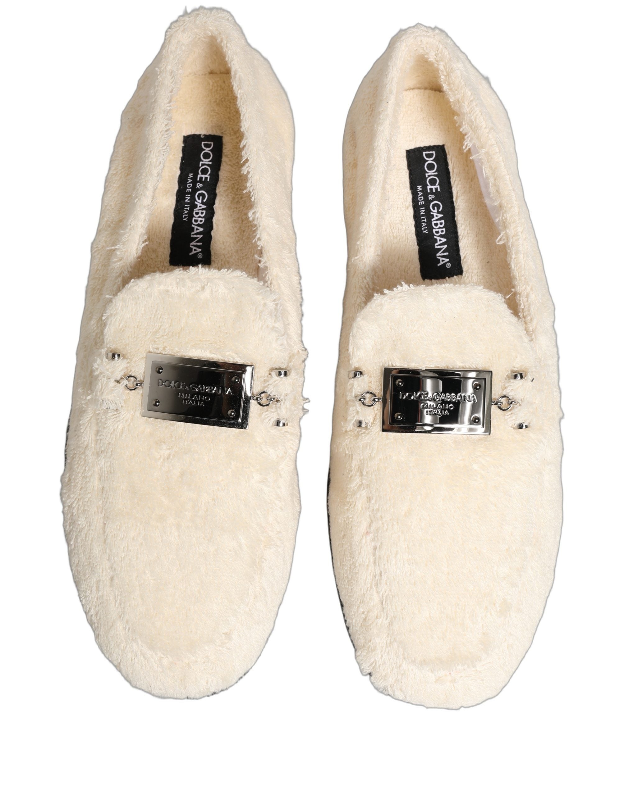 Dolce & Gabbana White Fur Shearling Men Dress Loafers Men's Shoes