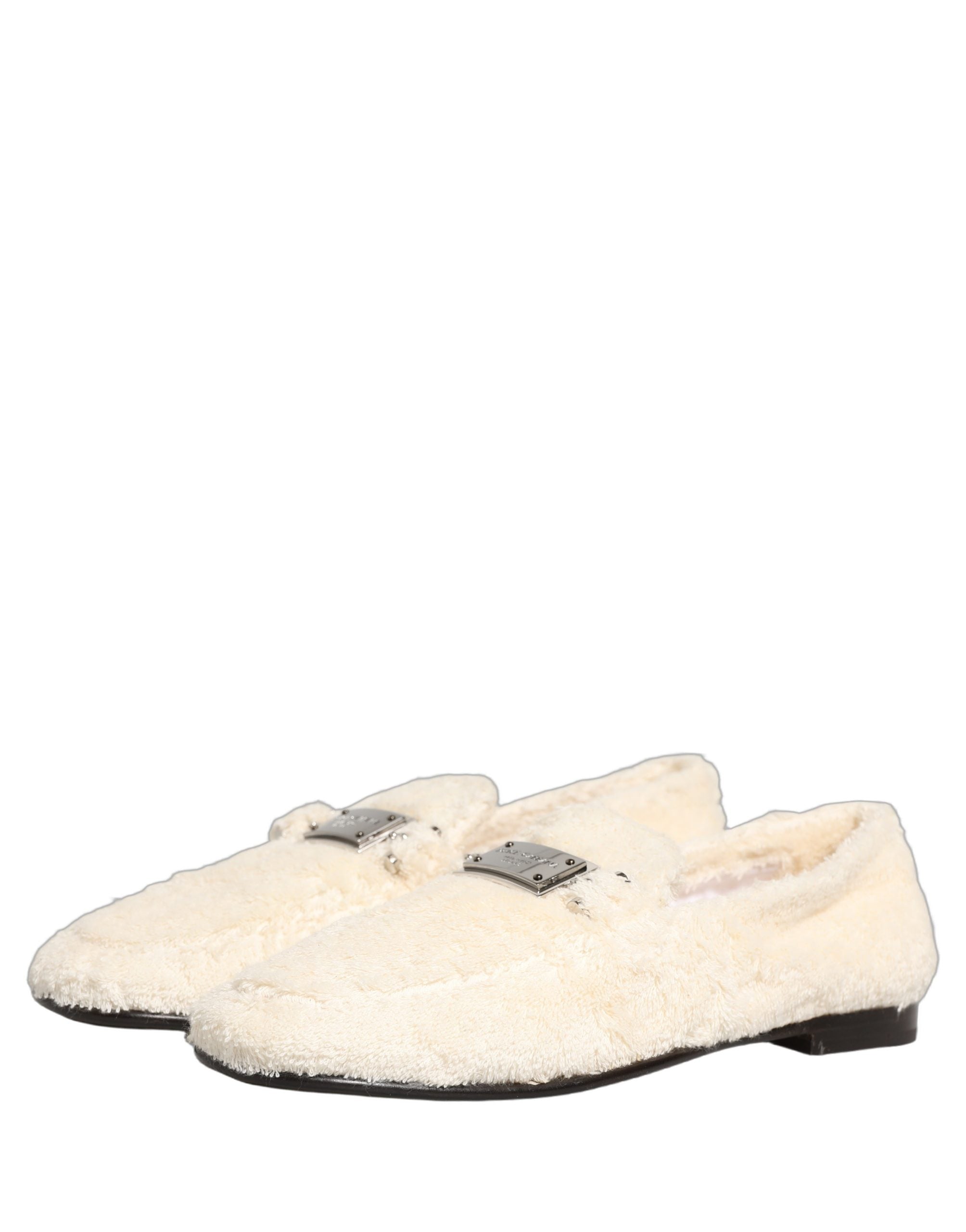 Dolce & Gabbana White Fur Shearling Men Dress Loafers Men's Shoes