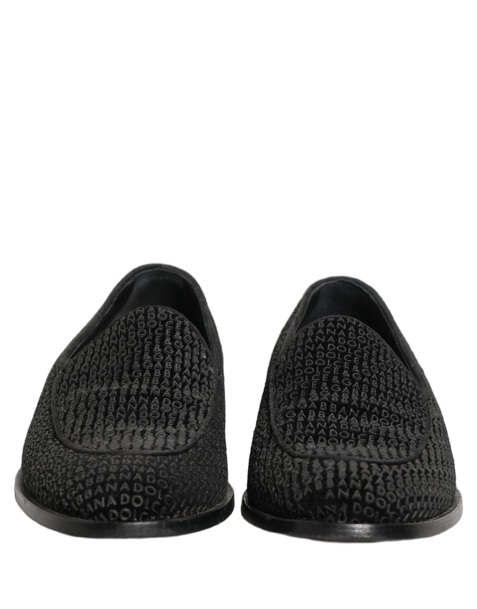 Dolce & Gabbana Black Logo Monogram Men Dress Loafers Men's Shoes (Pre-Owned)
