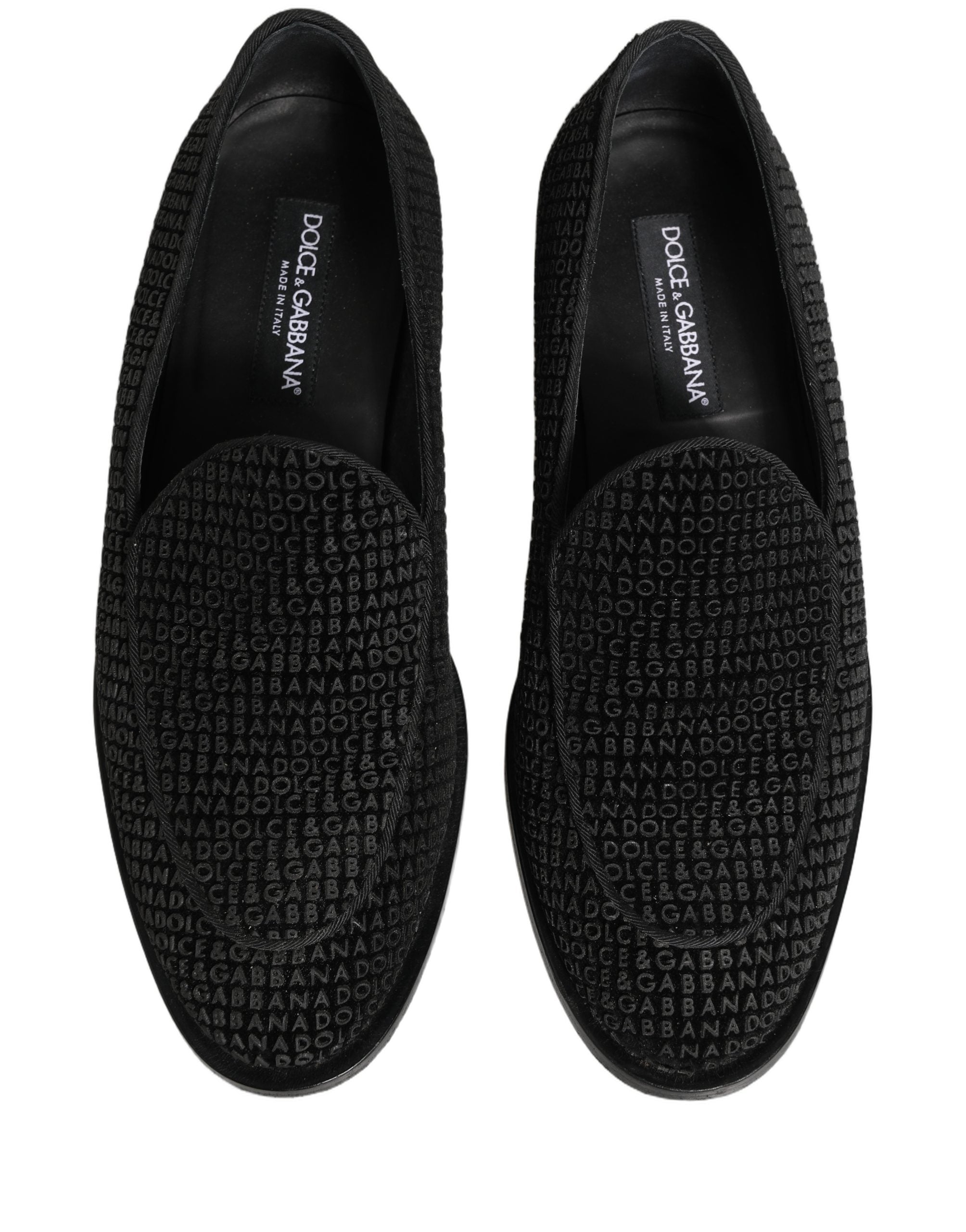 Dolce & Gabbana Black Logo Monogram Men Dress Loafers Men's Shoes (Pre-Owned)