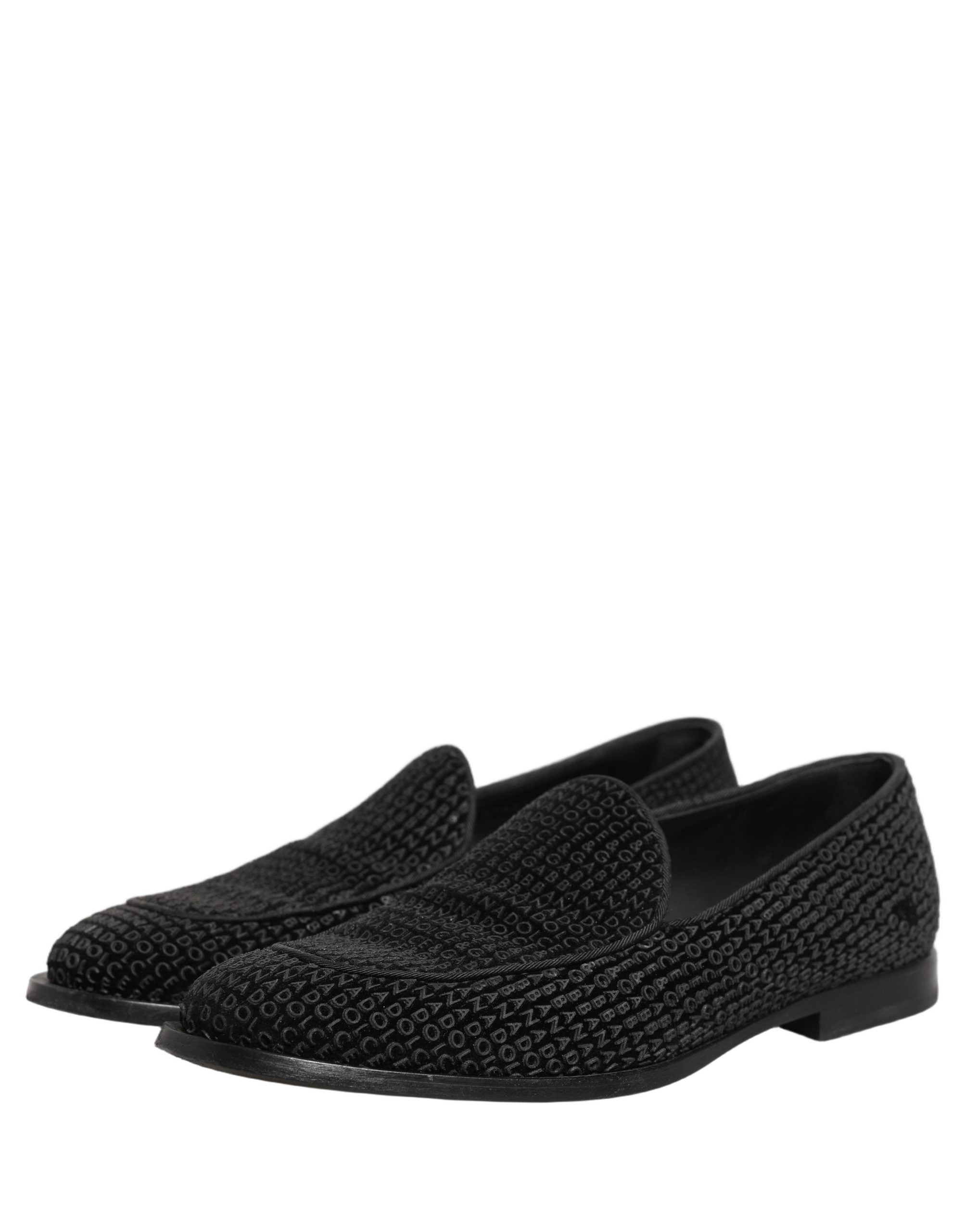 Dolce & Gabbana Black Logo Monogram Men Dress Loafers Men's Shoes (Pre-Owned)