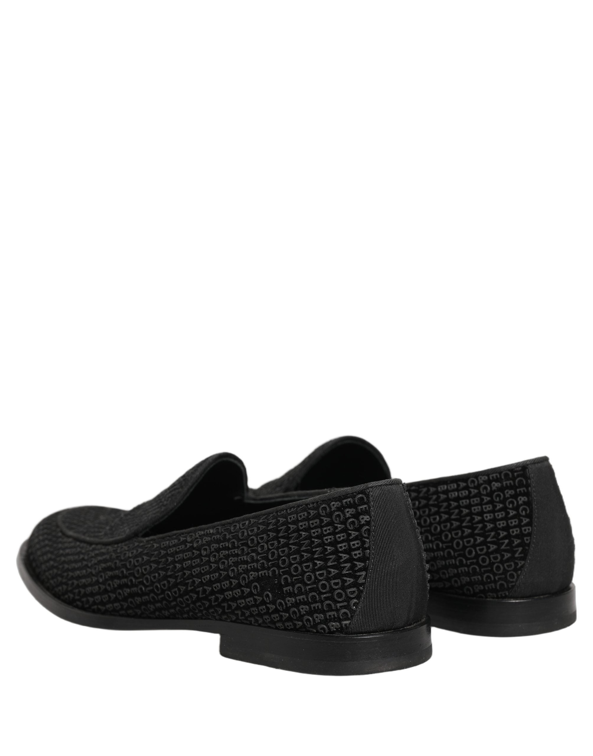 Dolce & Gabbana Black Logo Monogram Men Dress Loafers Men's Shoes (Pre-Owned)