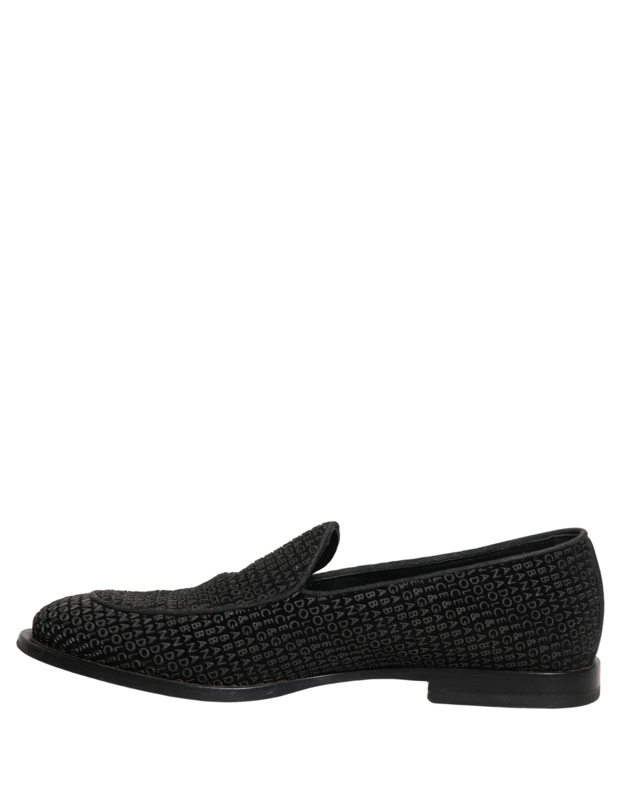 Dolce & Gabbana Black Logo Monogram Men Dress Loafers Men's Shoes (Pre-Owned)