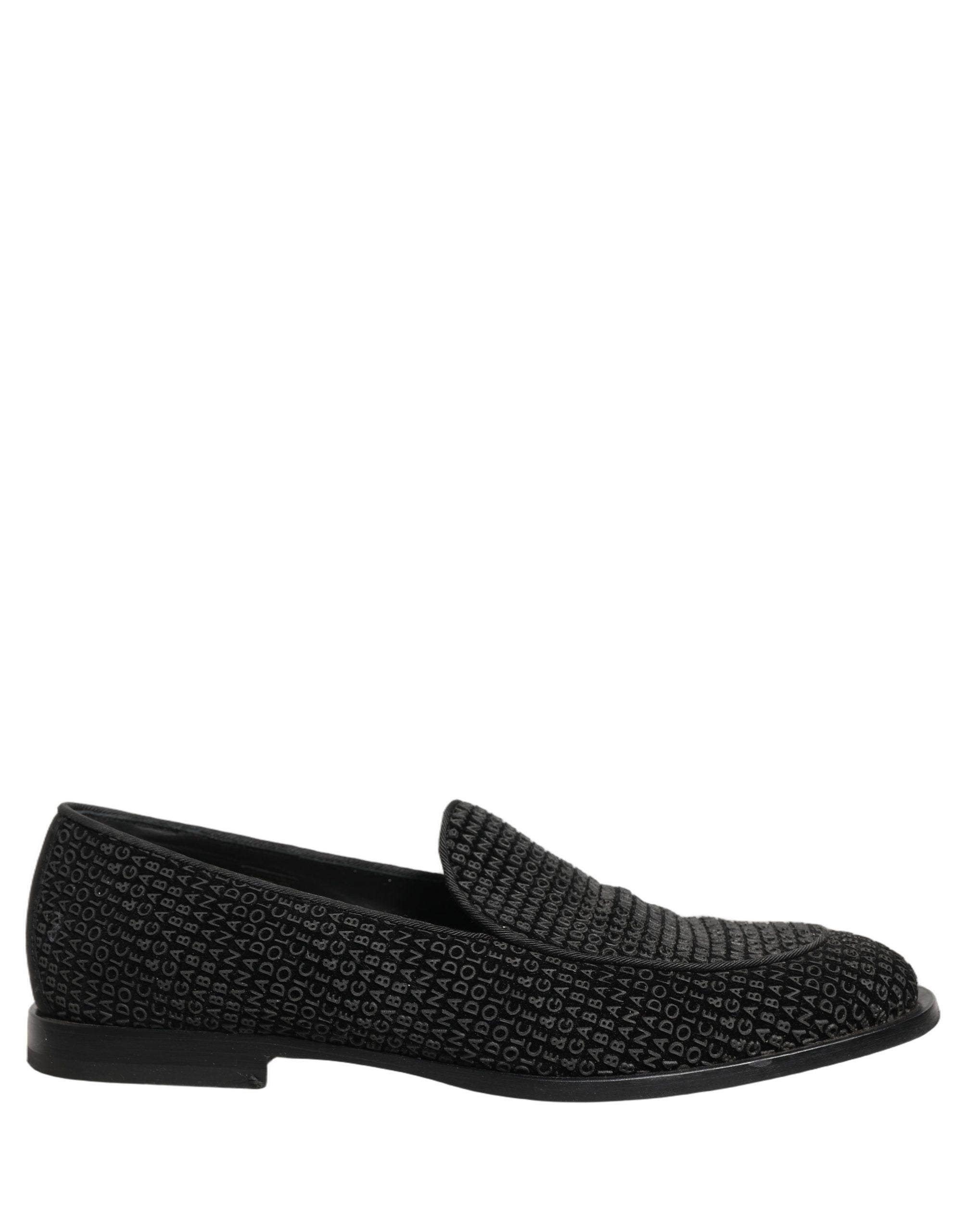 Dolce & Gabbana Black Logo Monogram Men Dress Loafers Men's Shoes (Pre-Owned)