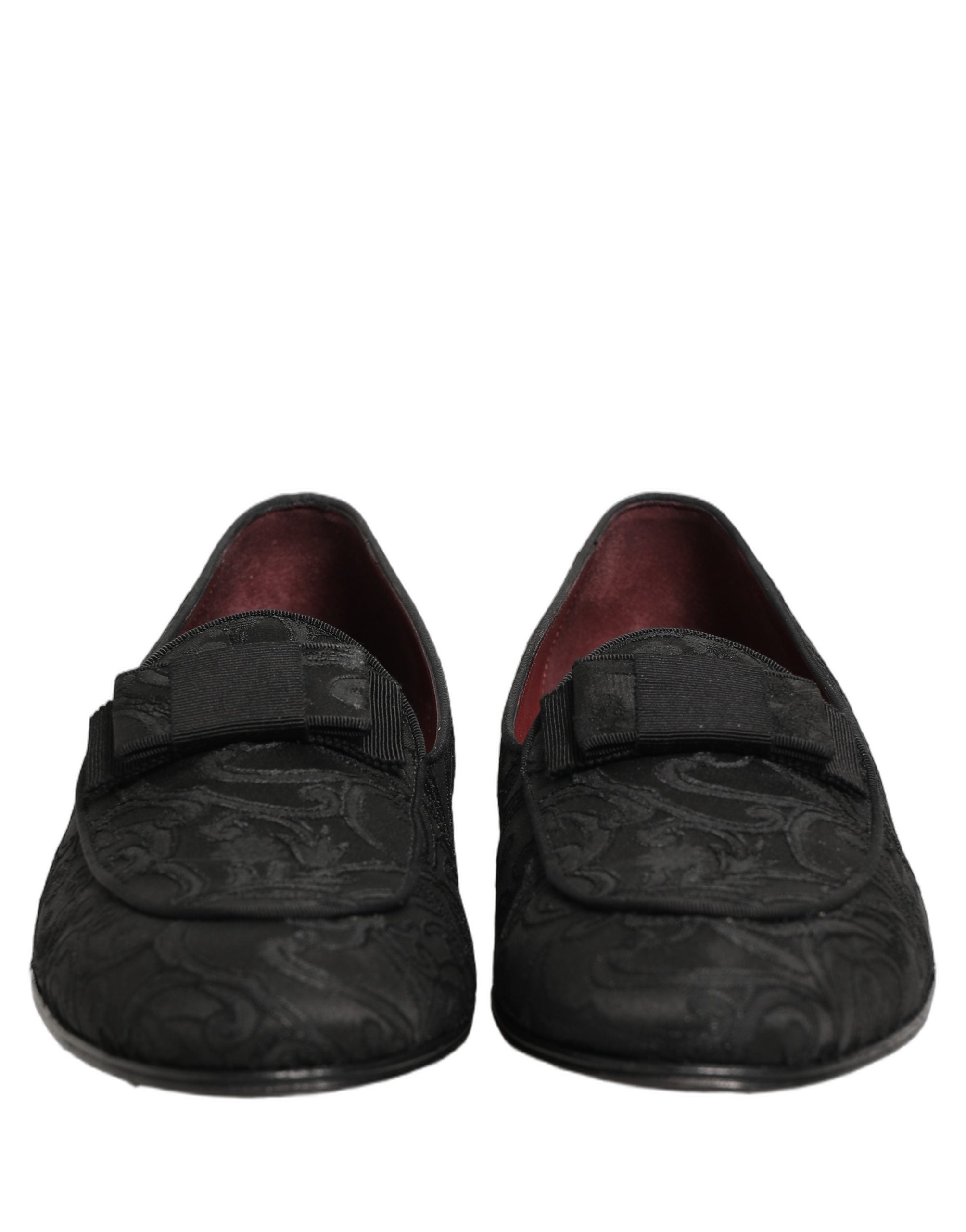 Dolce & Gabbana Black Floral Brocade Men Dress Loafers Men's Shoes (Pre-Owned)