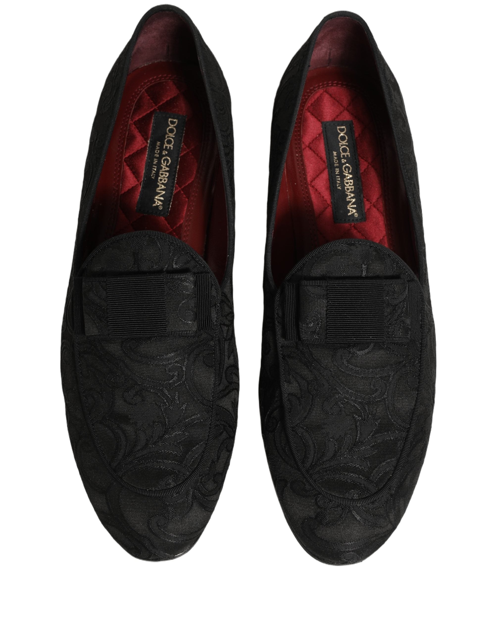 Dolce & Gabbana Black Floral Brocade Men Dress Loafers Men's Shoes (Pre-Owned)