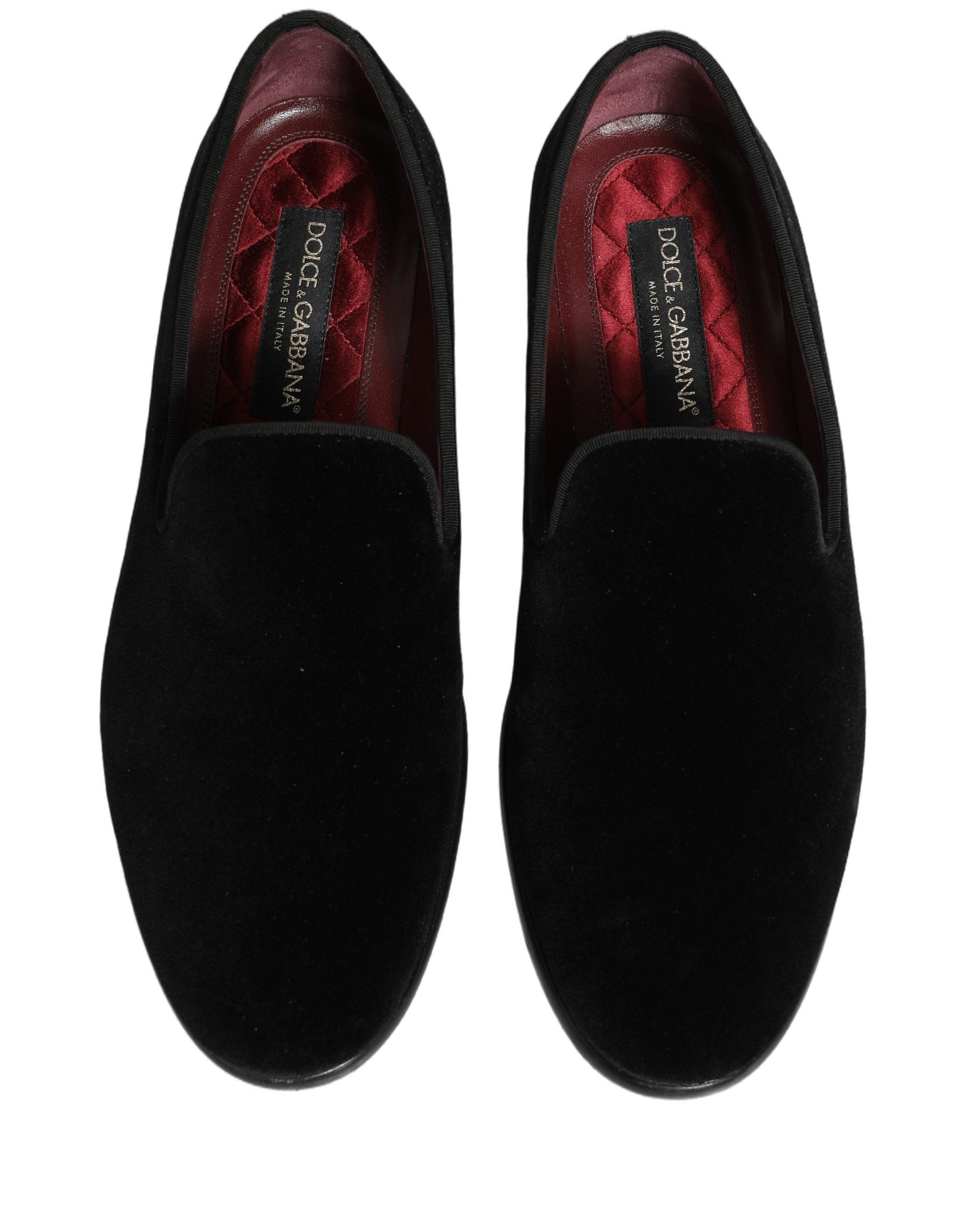 Dolce & Gabbana Black Velvet Cotton Loafers Formal Dress Men's Shoes (Pre-Owned)