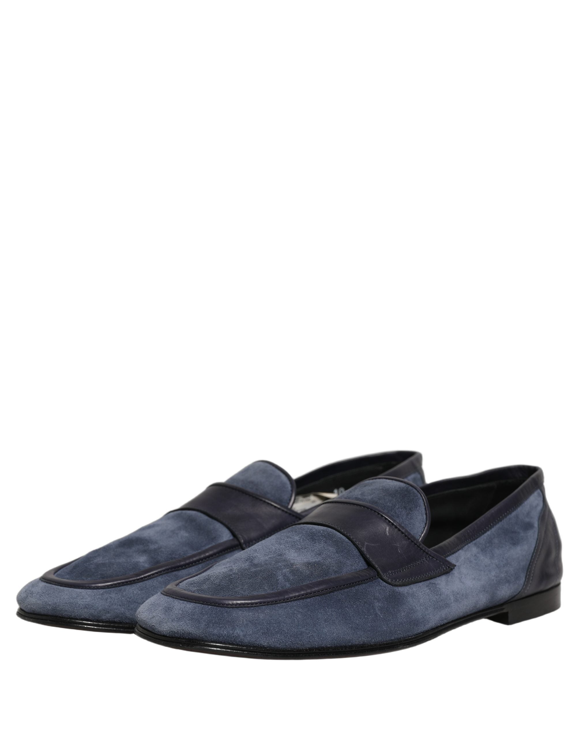 Dolce & Gabbana Blue Suede Leather Loafers Moccasins Men's Shoes (Pre-Owned)