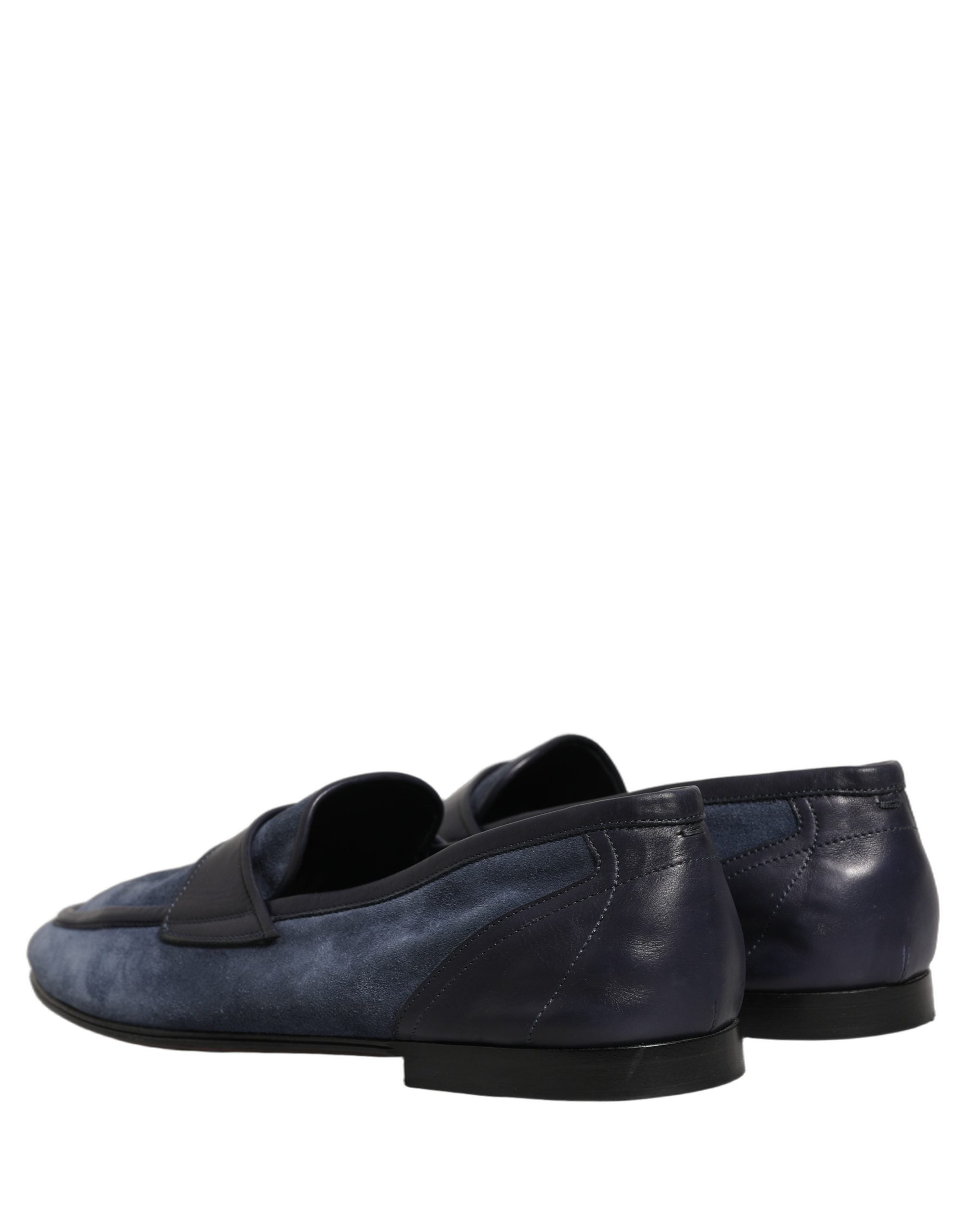 Dolce & Gabbana Blue Suede Leather Loafers Moccasins Men's Shoes (Pre-Owned)