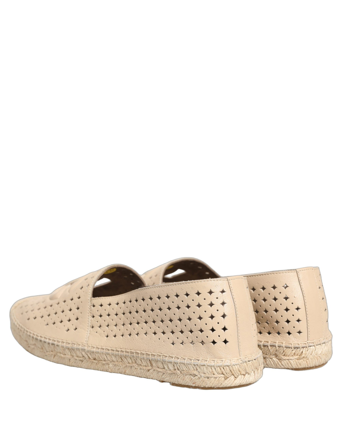 Dolce & Gabbana Beige Leather Cutout Logo Espadrilles Men's Shoes (Pre-Owned)