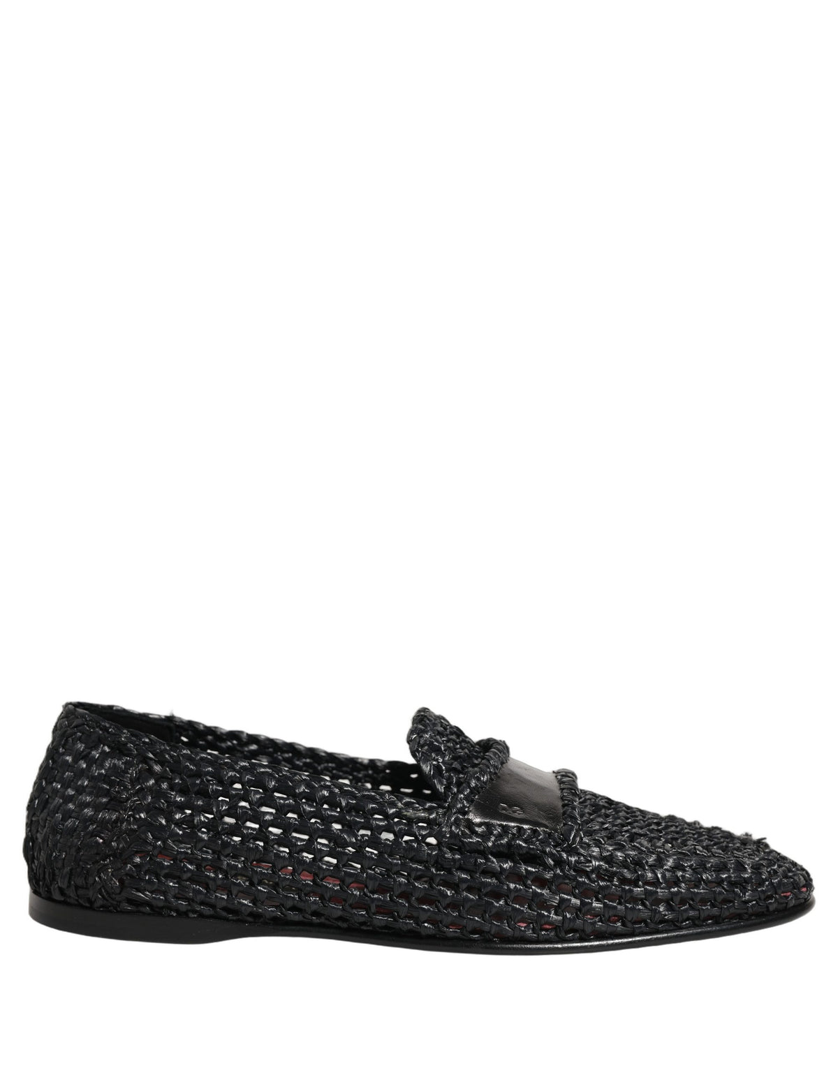 Dolce & Gabbana Black Woven Raffia Slip On Loafers Men's Shoes
