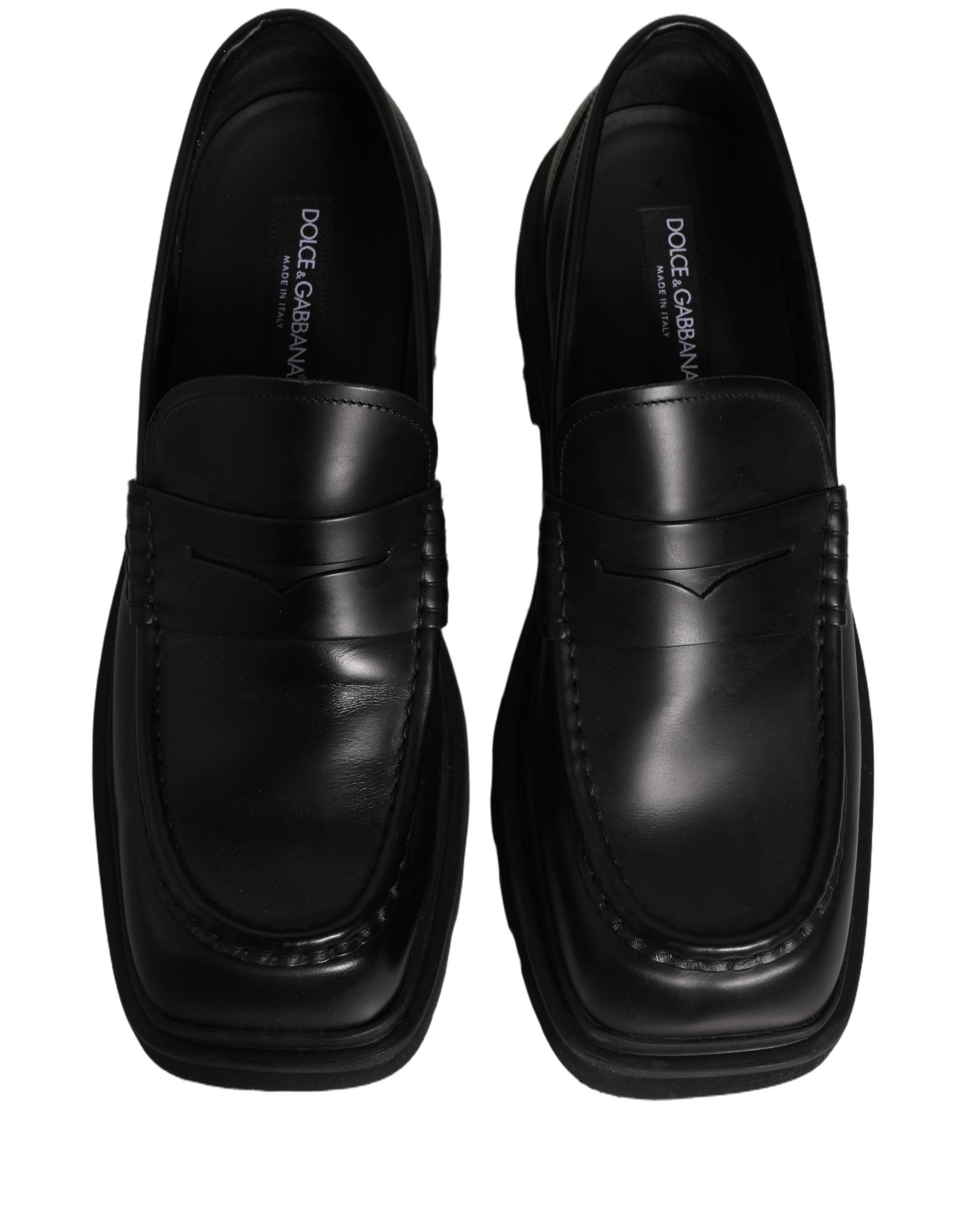 Dolce & Gabbana Black Calfskin Leather Men Dress Loafer Men's Shoes