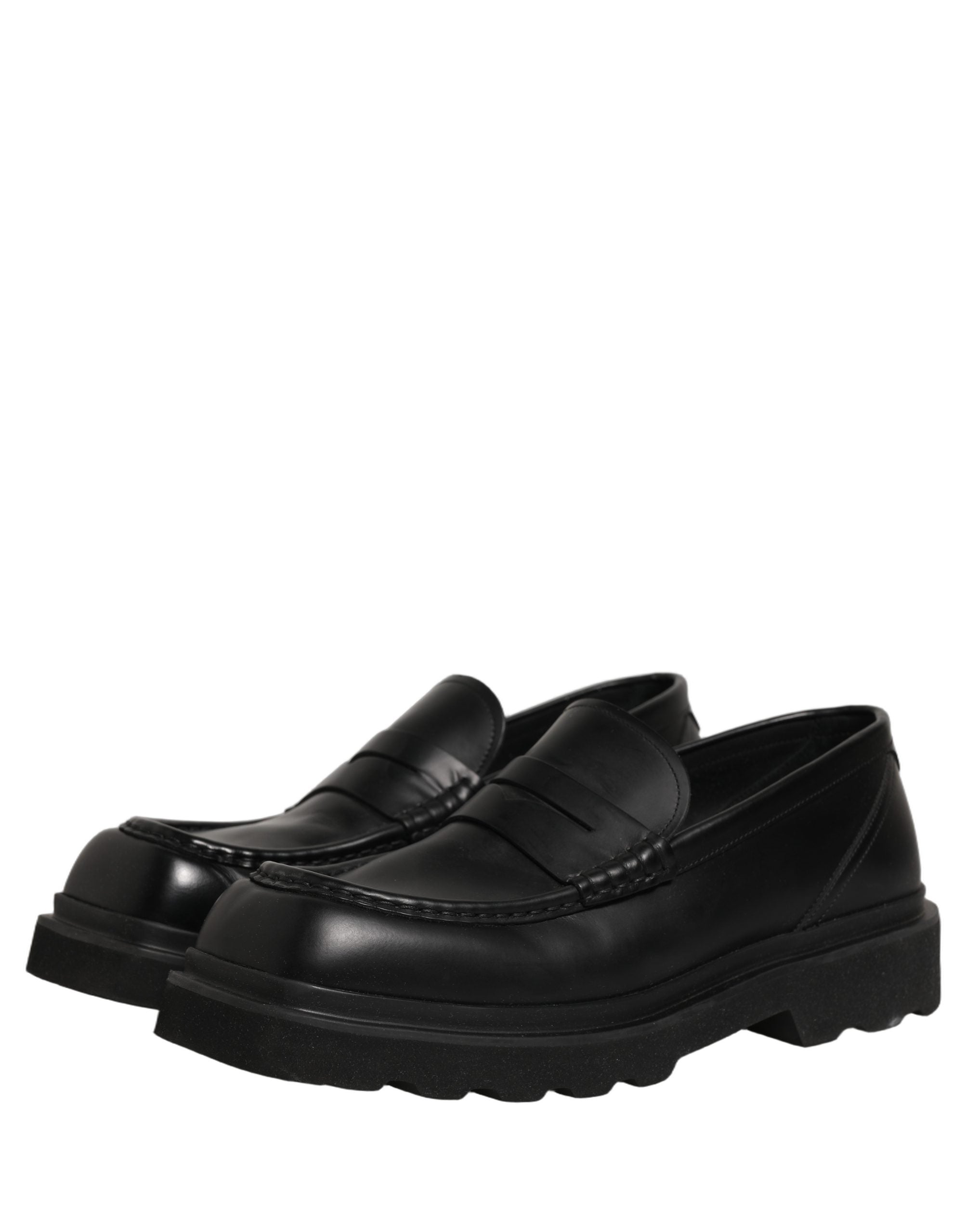 Dolce & Gabbana Black Calfskin Leather Men Dress Loafer Men's Shoes