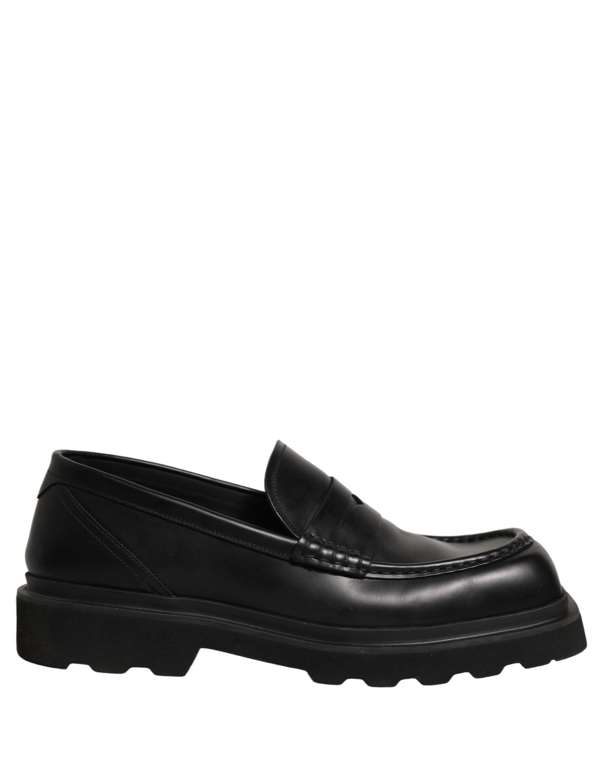 Dolce & Gabbana Black Calfskin Leather Men Dress Loafer Men's Shoes