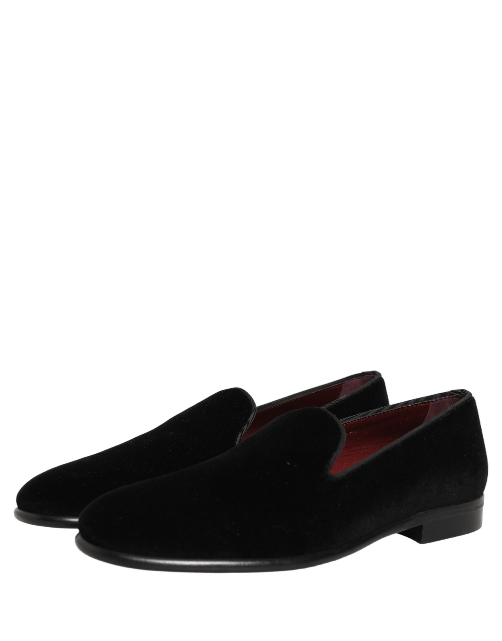 Dolce & Gabbana Black Velvet Loafers Formal Men Dress Men's Shoes