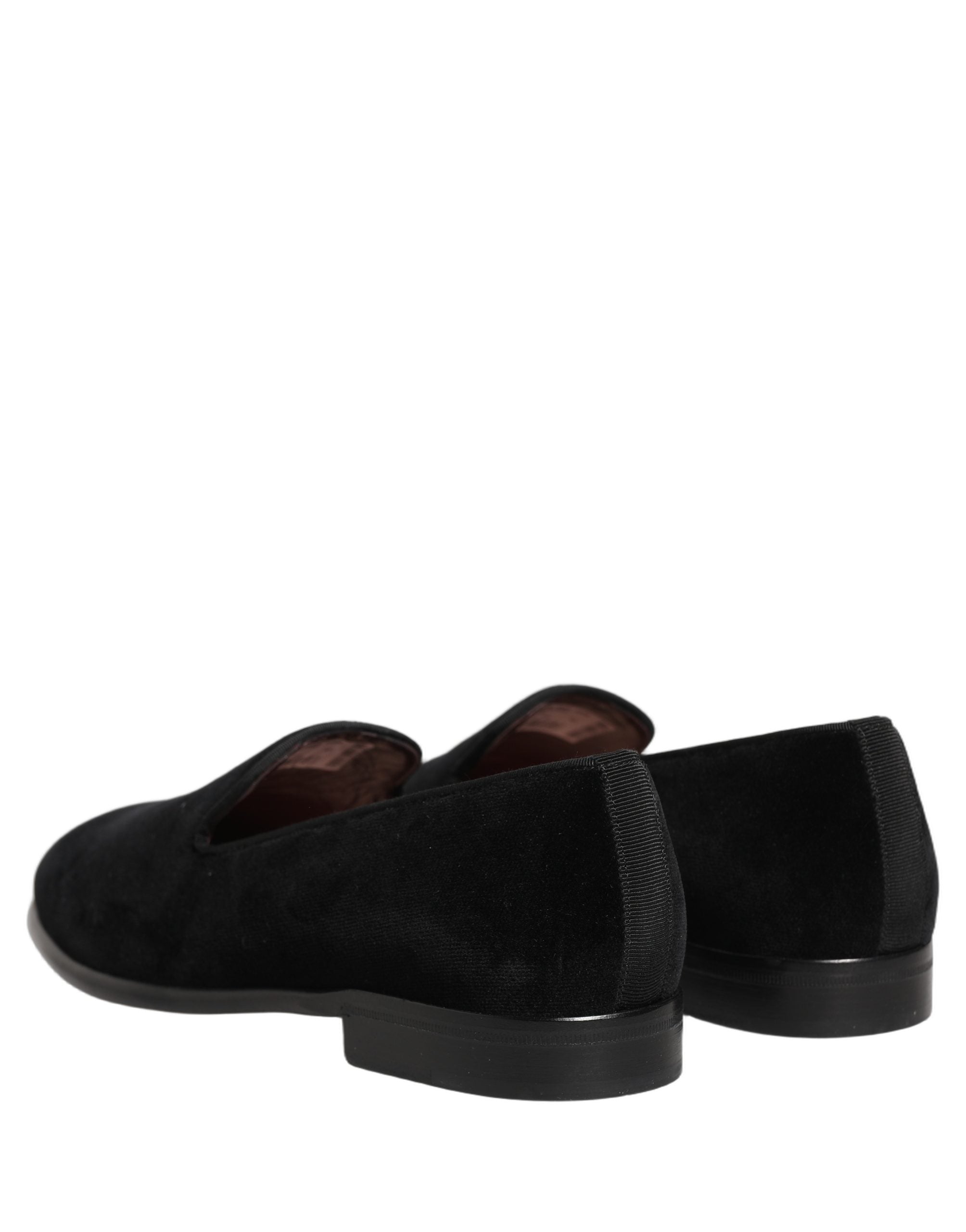 Dolce & Gabbana Black Velvet Loafers Formal Men Dress Men's Shoes