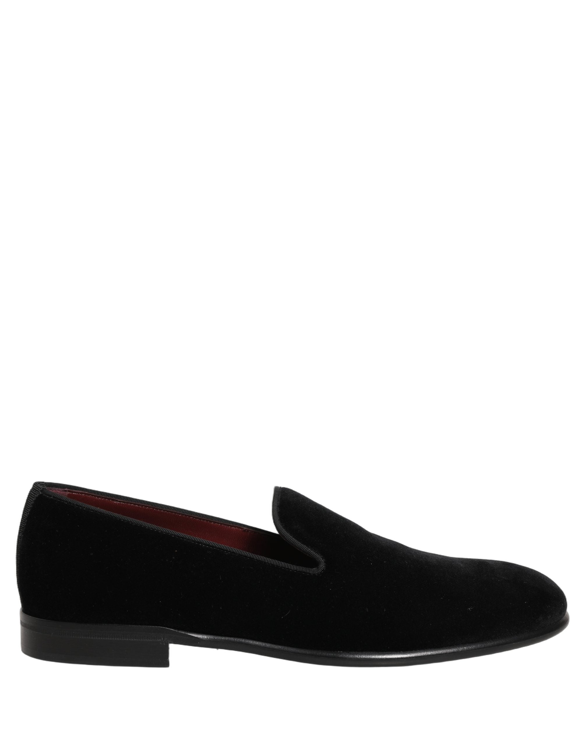 Dolce & Gabbana Black Velvet Loafers Formal Men Dress Men's Shoes