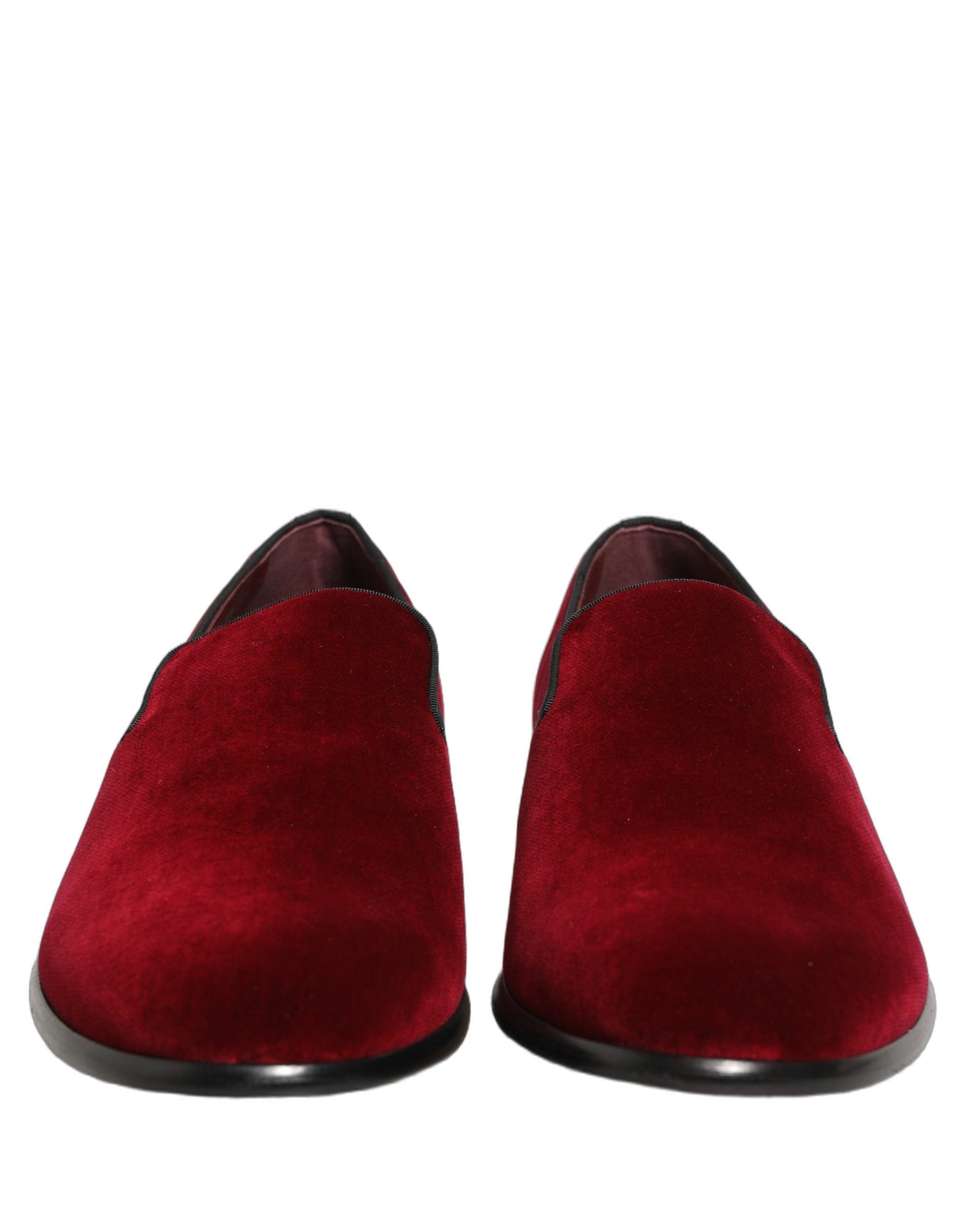 Dolce & Gabbana Maroon Velvet Slip On Men Dress Loafers Men's Shoes