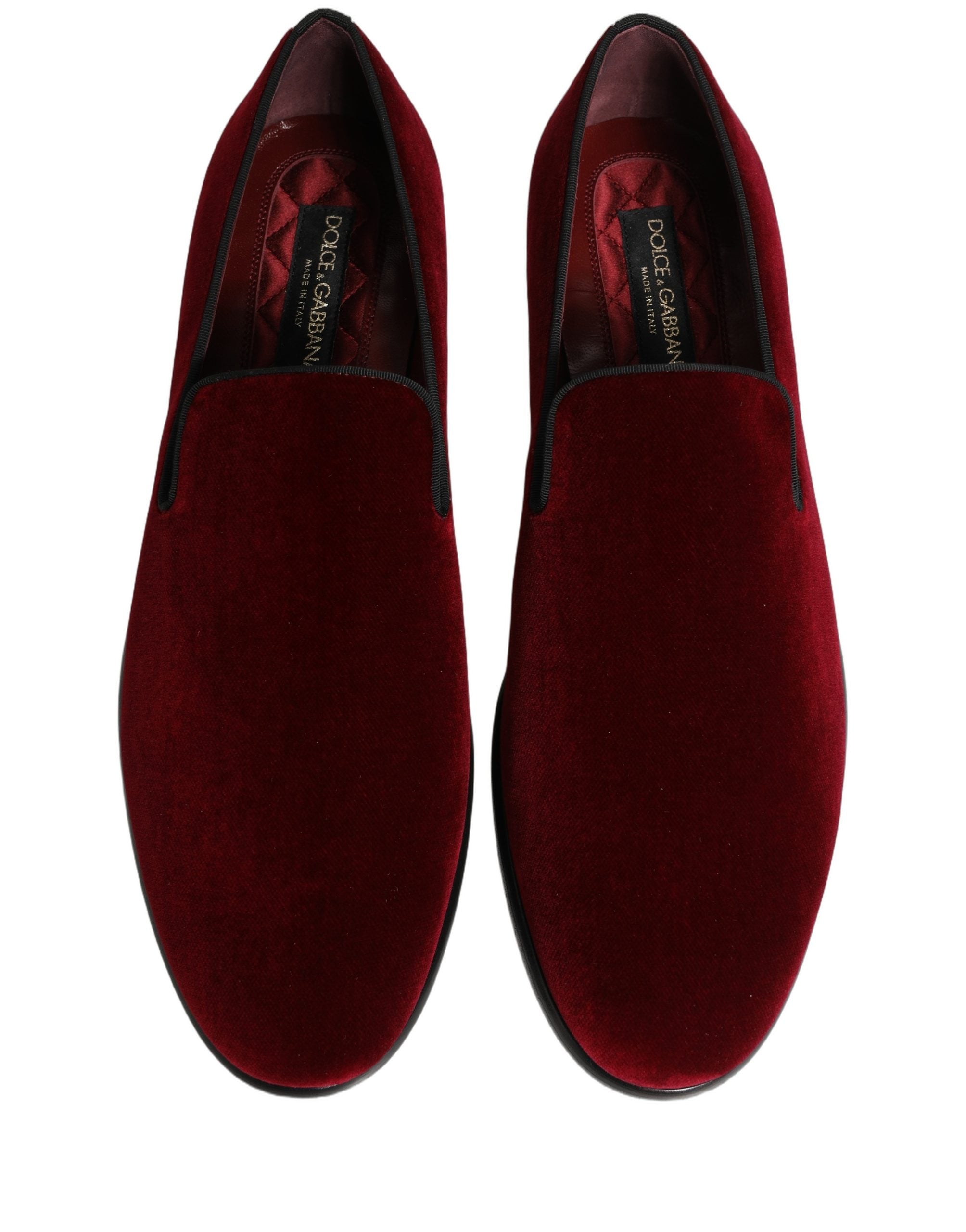Dolce & Gabbana Maroon Velvet Slip On Men Dress Loafers Men's Shoes