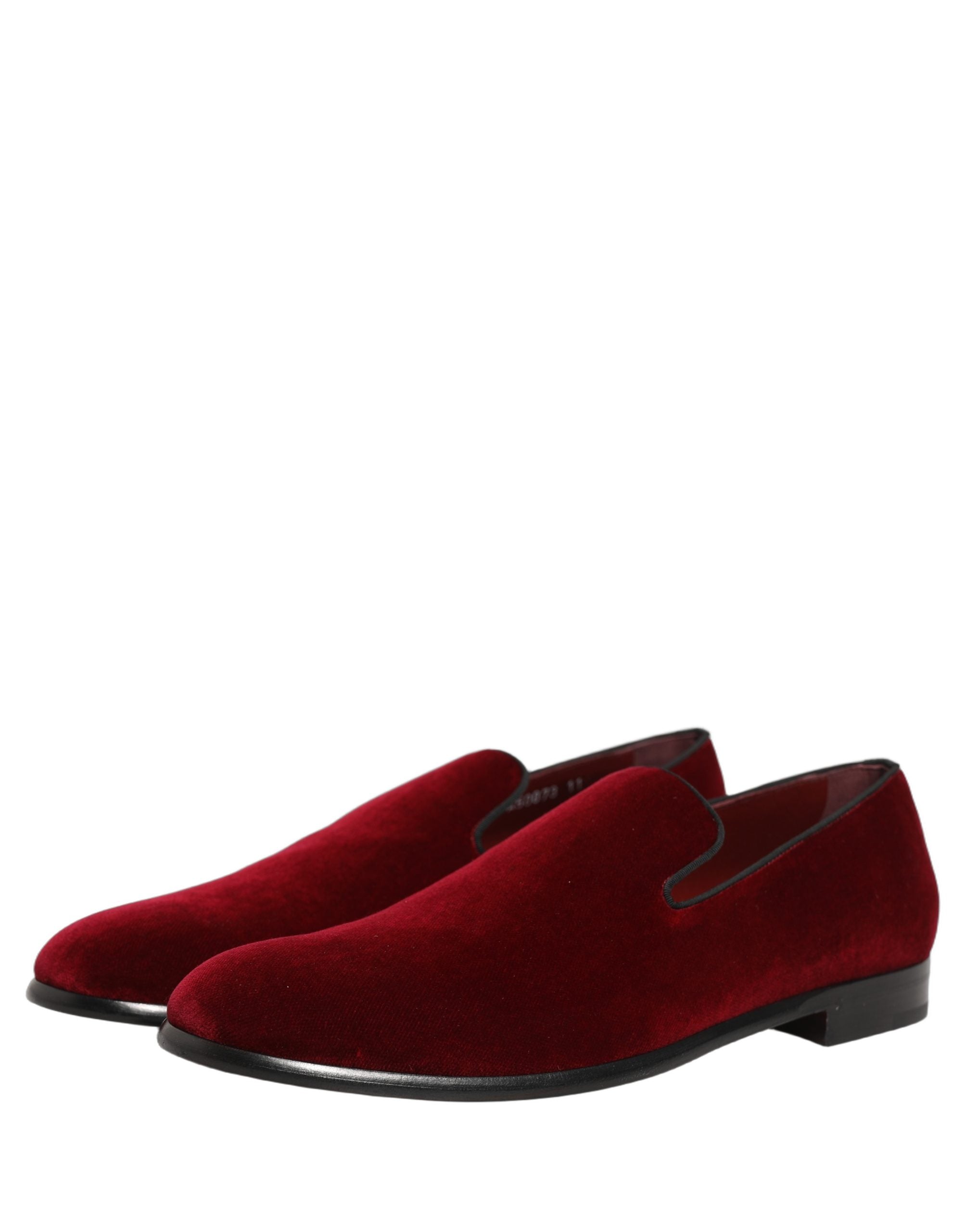 Dolce & Gabbana Maroon Velvet Slip On Men Dress Loafers Men's Shoes