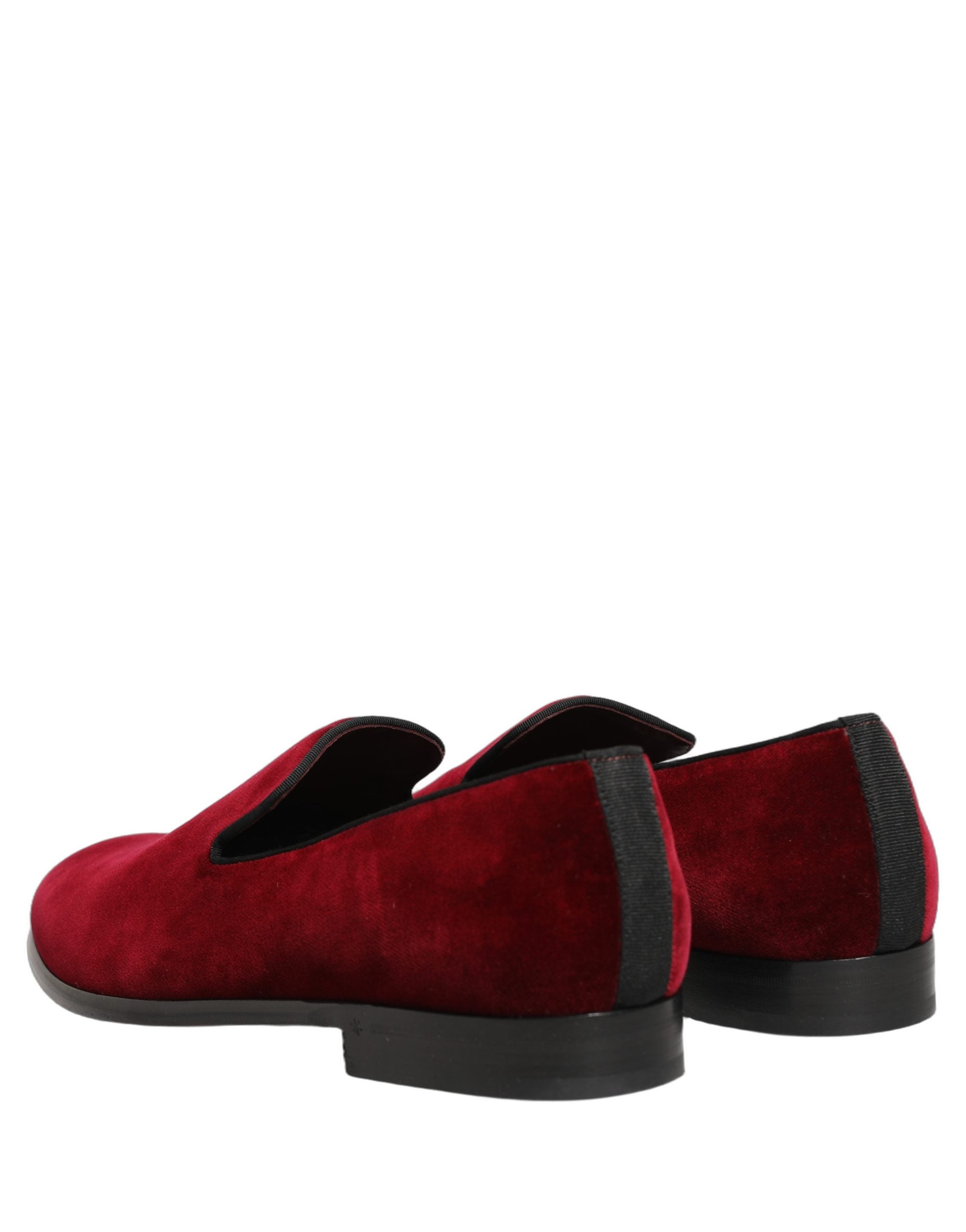 Dolce & Gabbana Maroon Velvet Slip On Men Dress Loafers Men's Shoes
