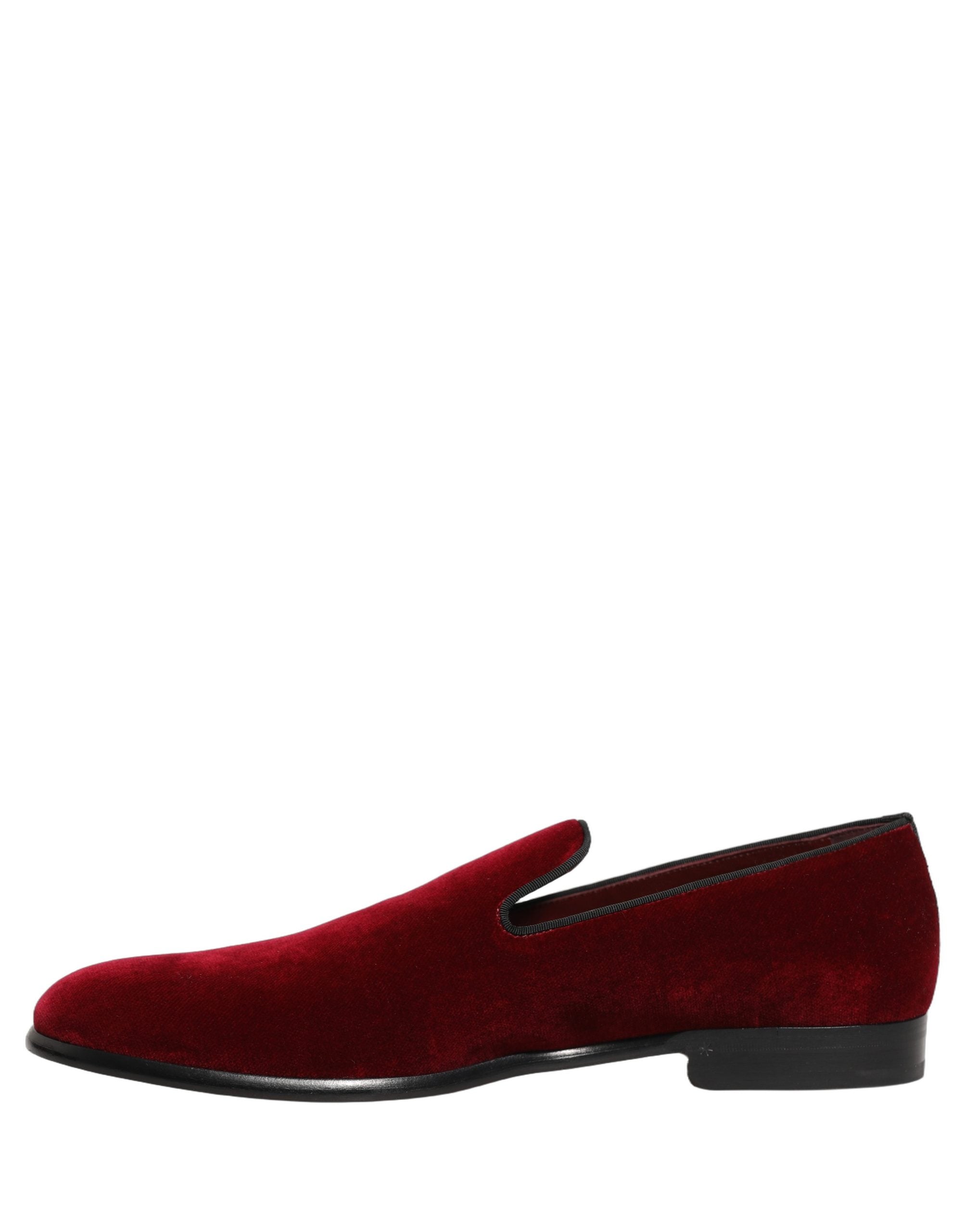 Dolce & Gabbana Maroon Velvet Slip On Men Dress Loafers Men's Shoes