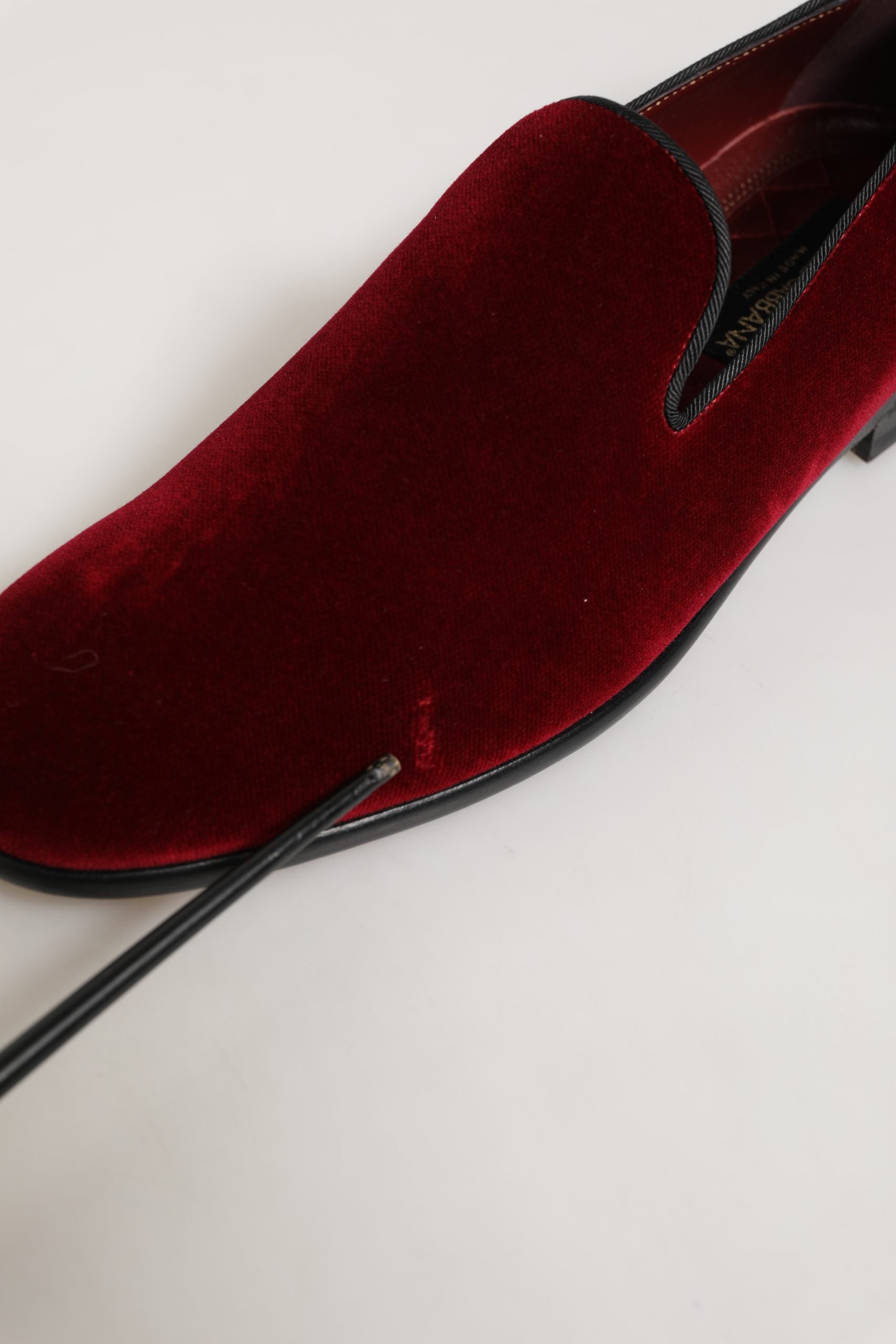 Dolce & Gabbana Maroon Velvet Slip On Dress Loafers Men's Shoes (Pre-Owned)