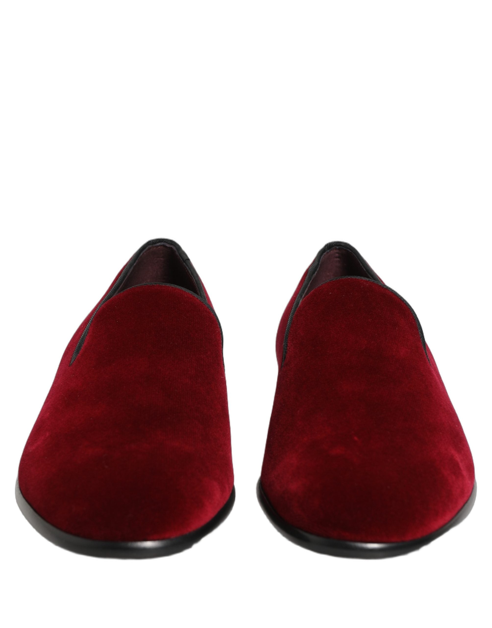Dolce & Gabbana Maroon Velvet Slip On Dress Loafers Men's Shoes (Pre-Owned)