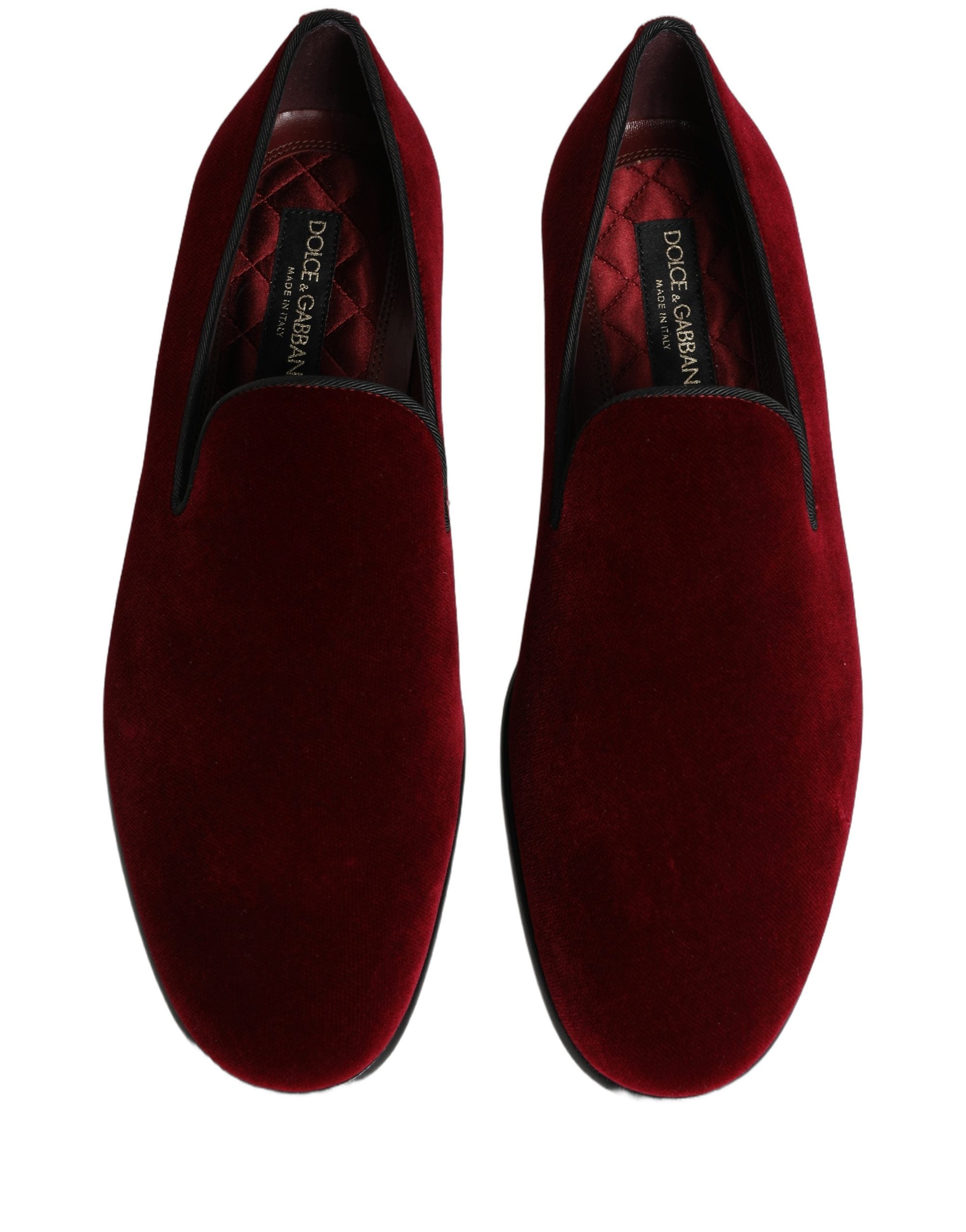 Dolce & Gabbana Maroon Velvet Slip On Dress Loafers Men's Shoes (Pre-Owned)
