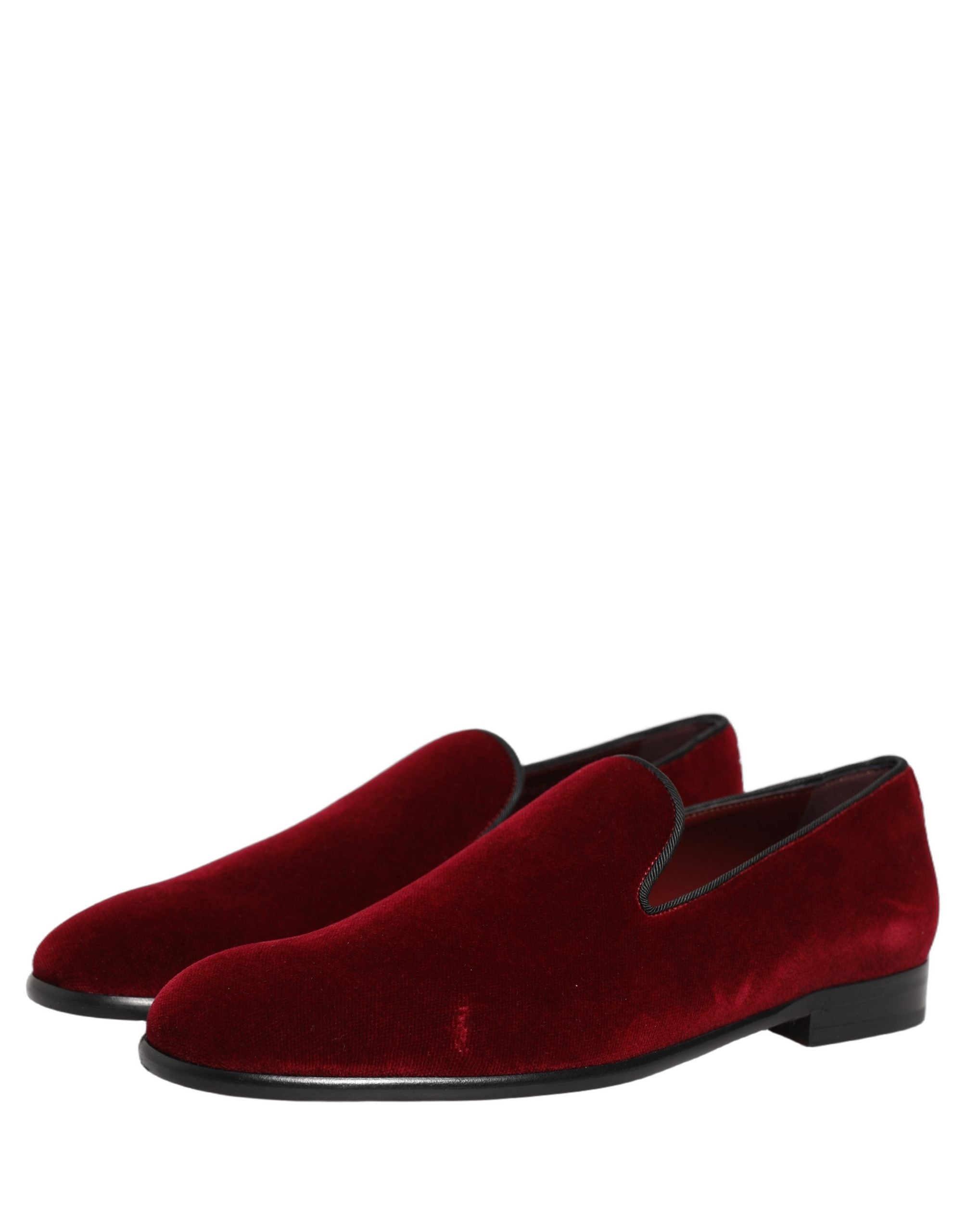 Dolce & Gabbana Maroon Velvet Slip On Dress Loafers Men's Shoes (Pre-Owned)