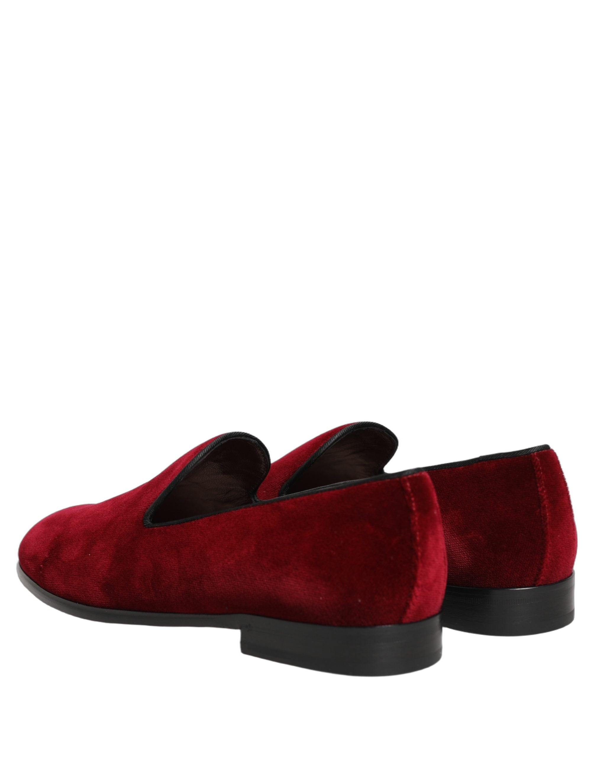 Dolce & Gabbana Maroon Velvet Slip On Dress Loafers Men's Shoes (Pre-Owned)