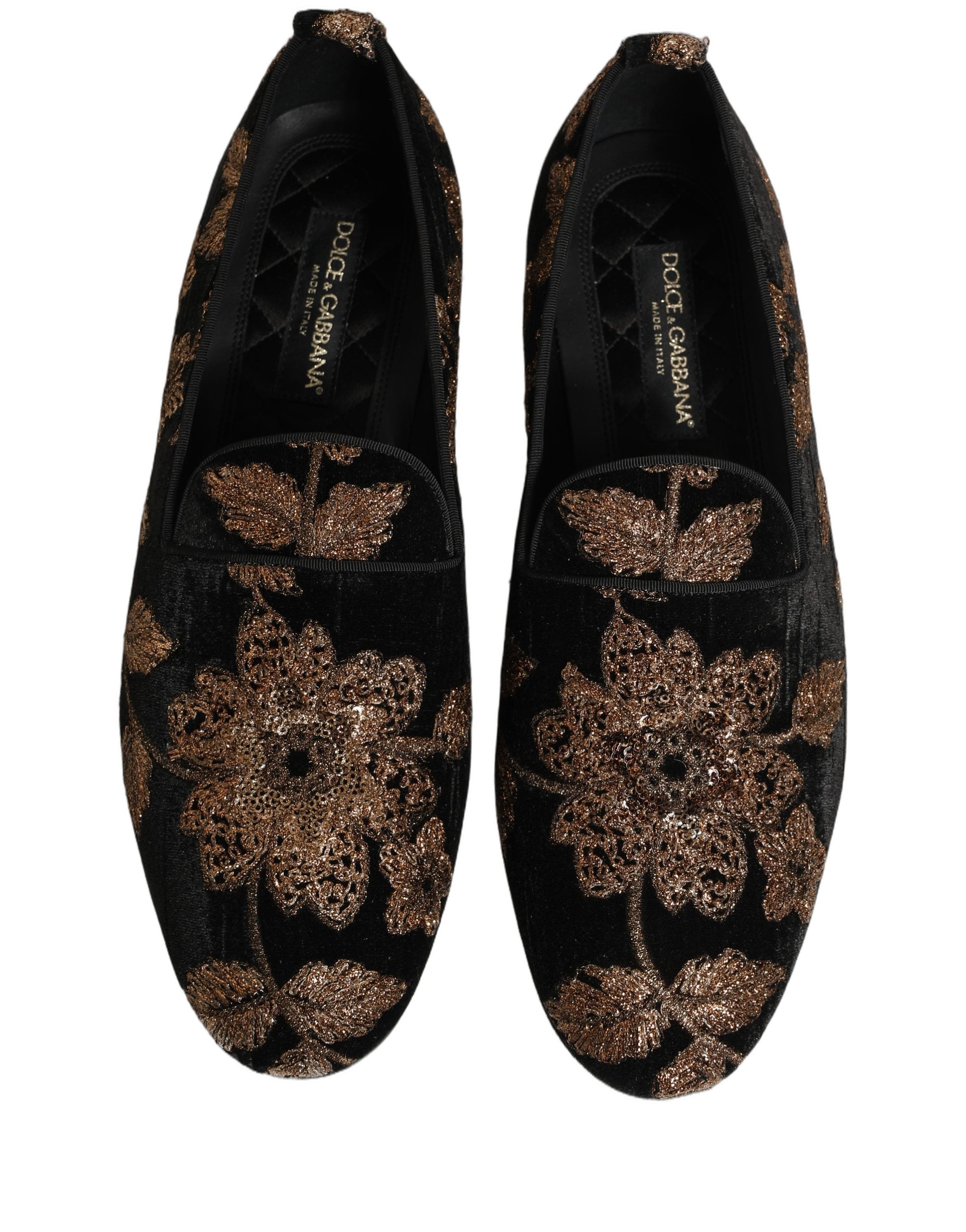 Dolce & Gabbana Black Floral Jacquard Dress Loafers Men's Shoes
