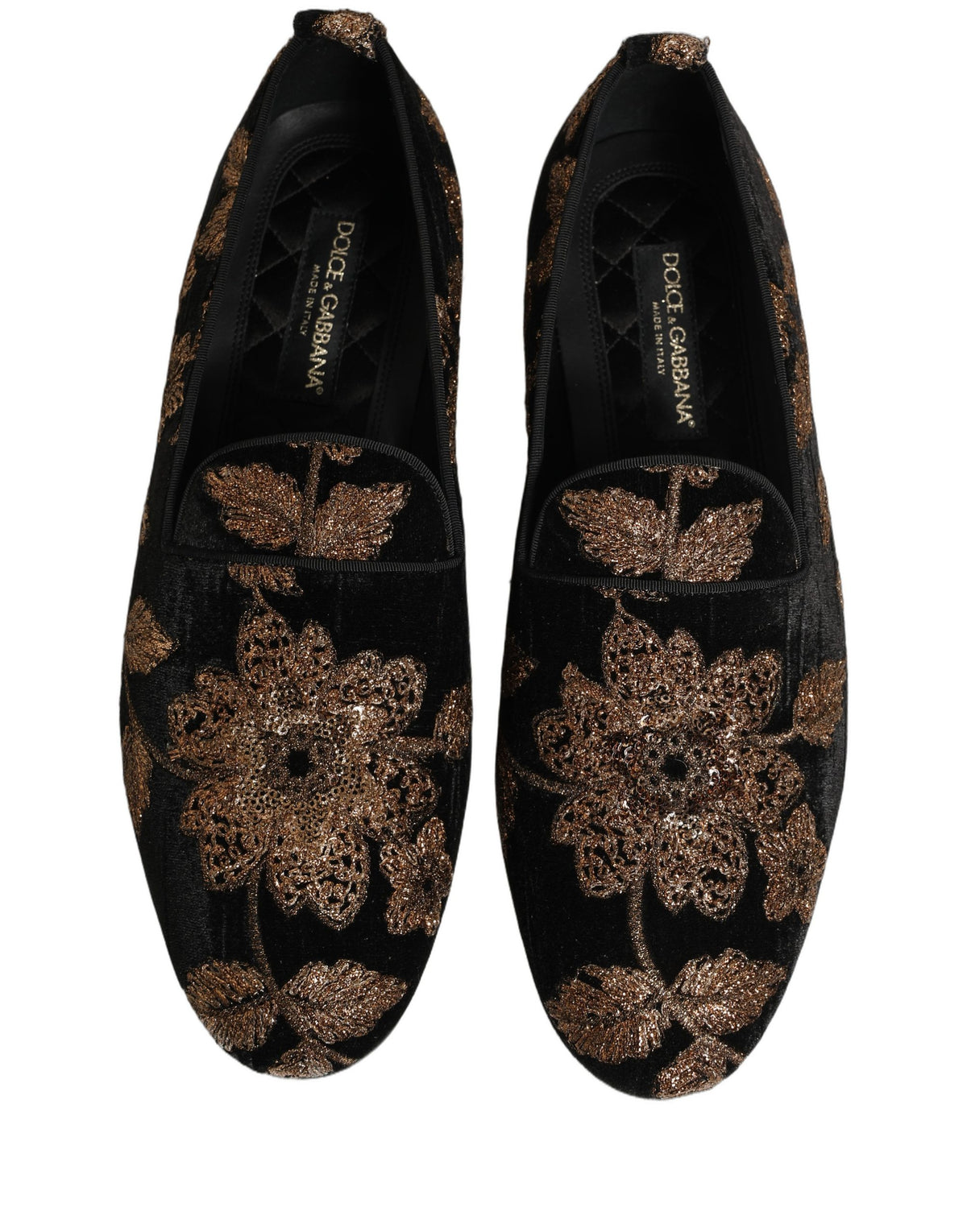 Dolce & Gabbana Black Floral Jacquard Dress Loafers Men's Shoes