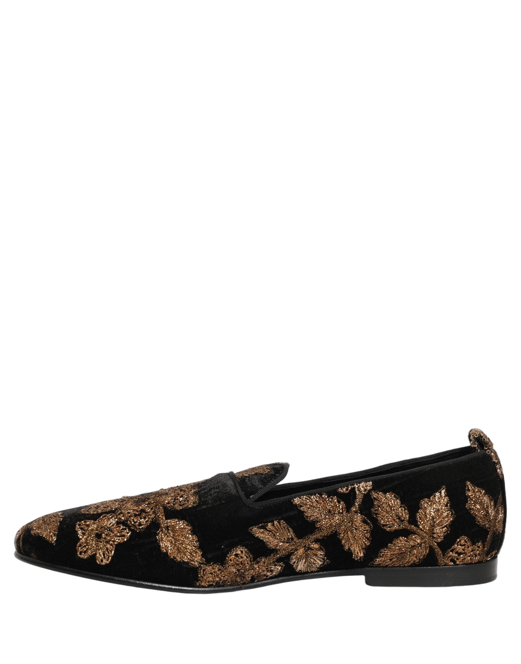 Dolce & Gabbana Black Floral Jacquard Dress Loafers Men's Shoes