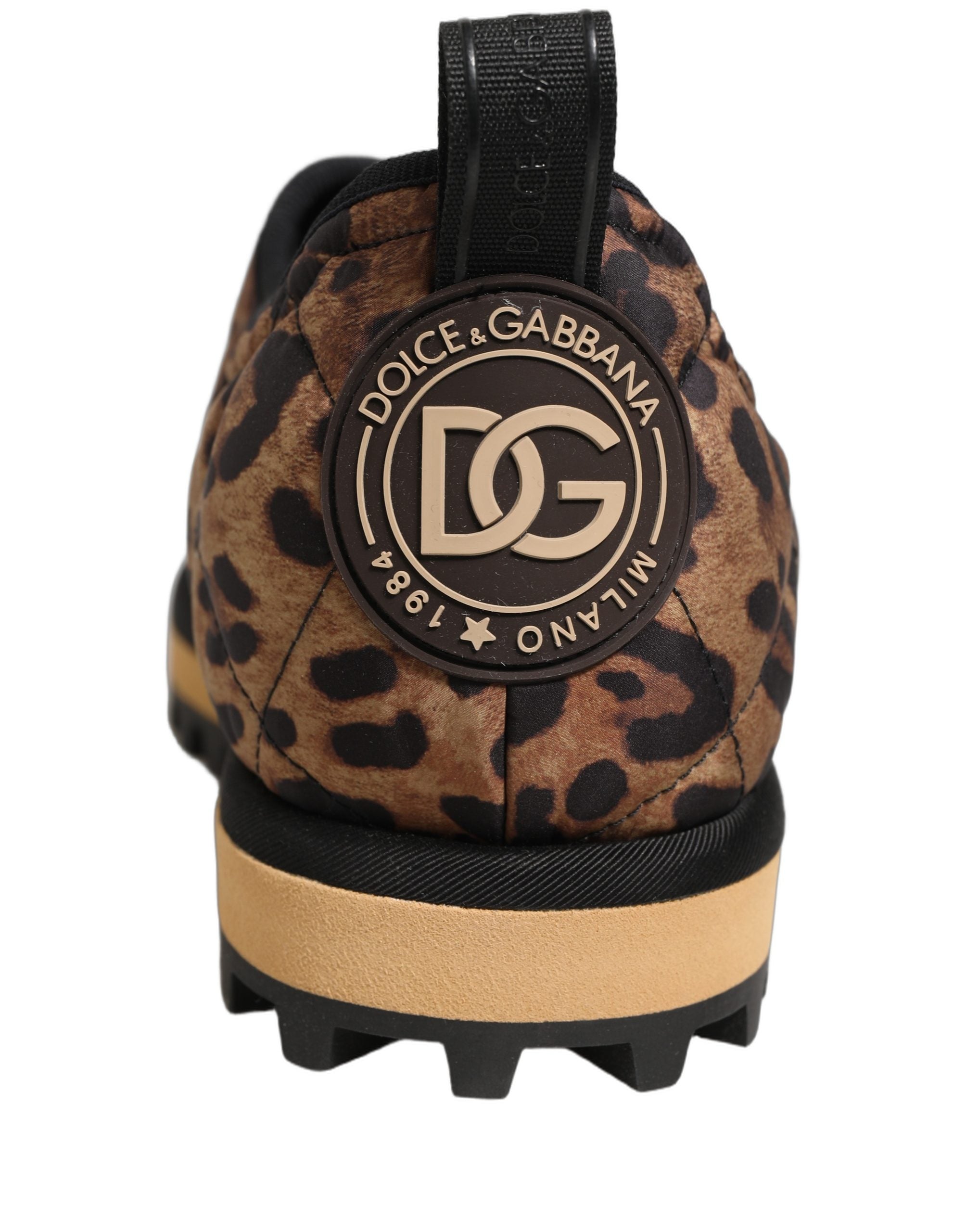 Dolce & Gabbana Brown Leopard Print Quilted Men Sneakers Men's Shoes