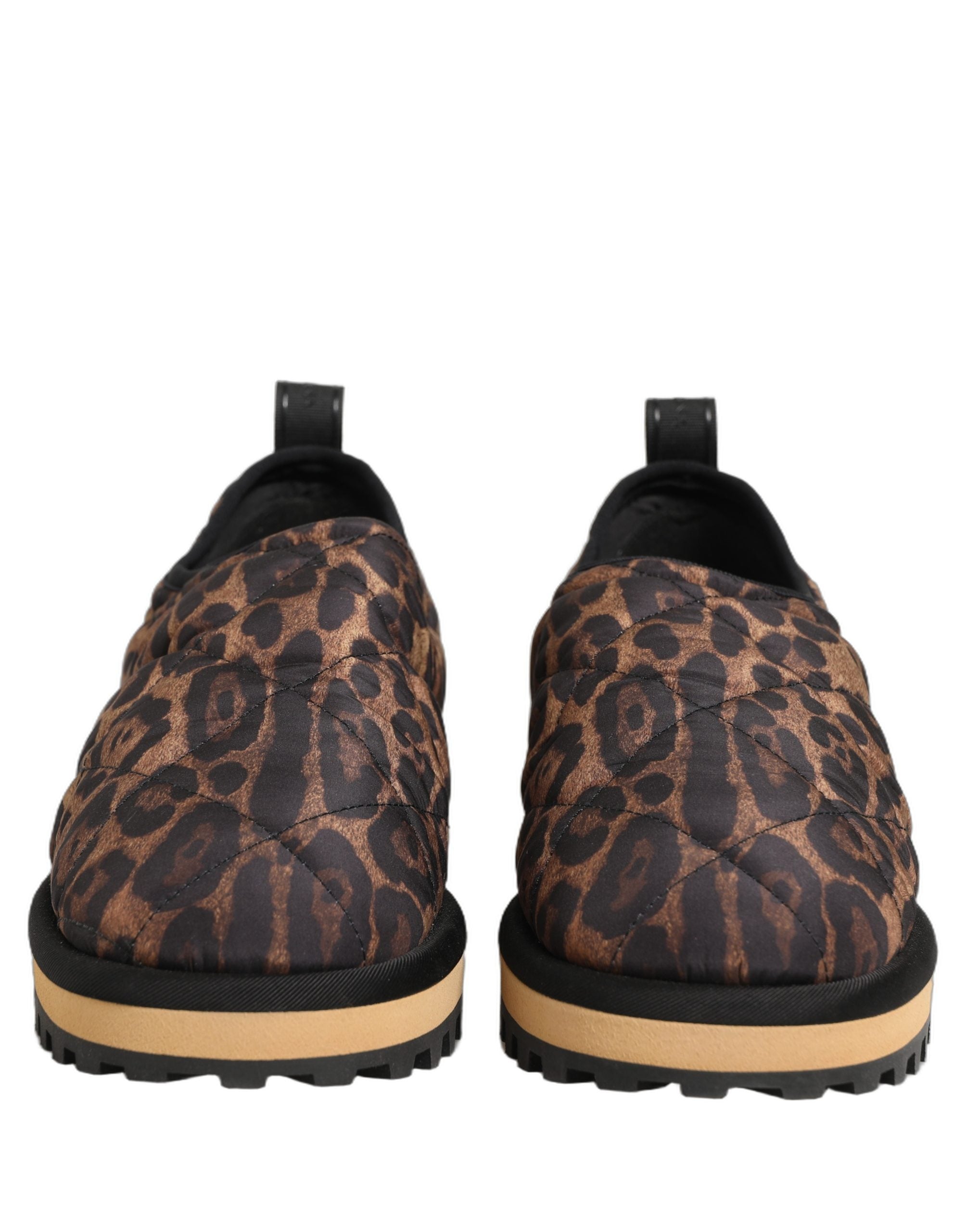 Dolce & Gabbana Brown Leopard Print Quilted Men Sneakers Men's Shoes