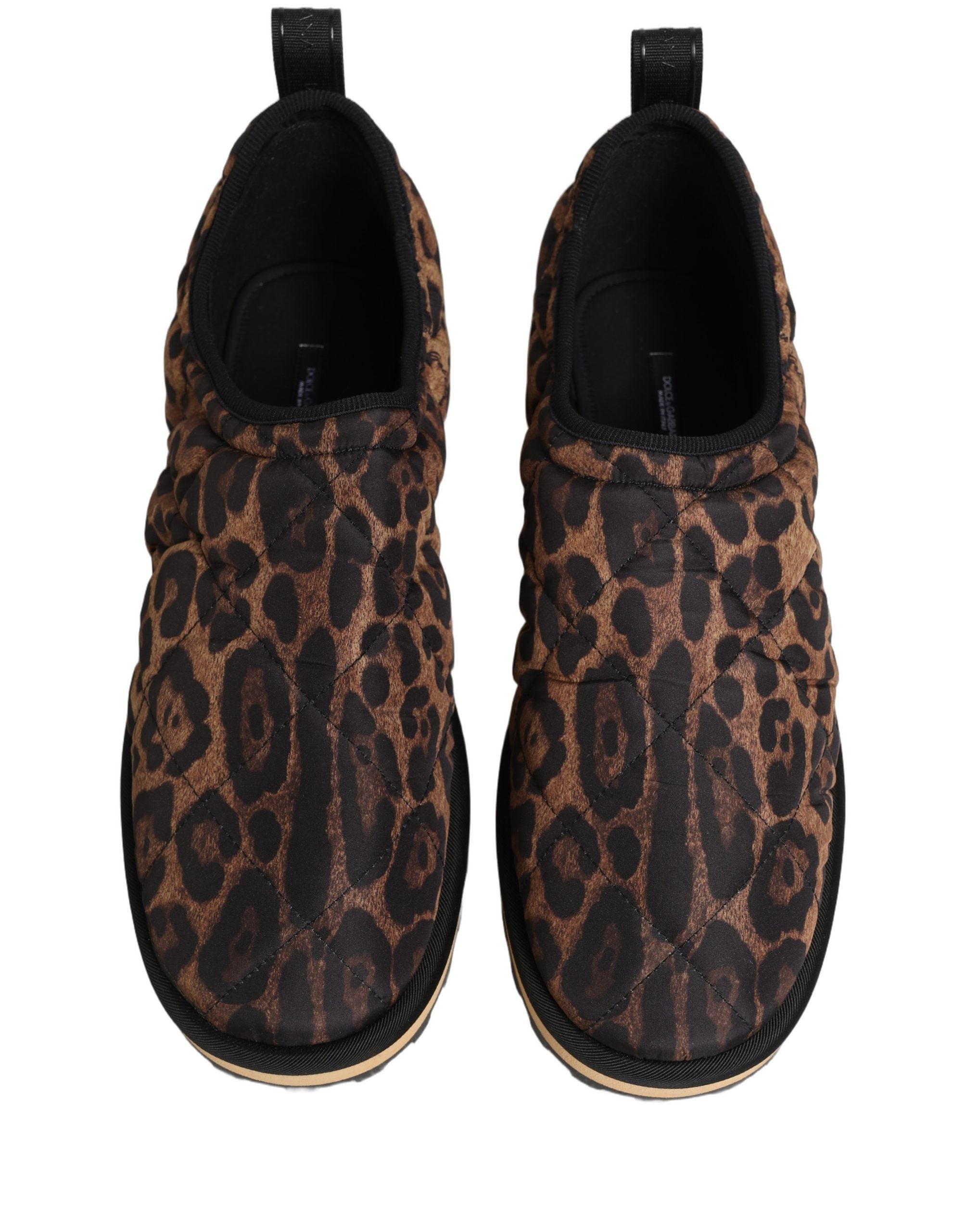 Dolce & Gabbana Brown Leopard Print Quilted Men Sneakers Men's Shoes
