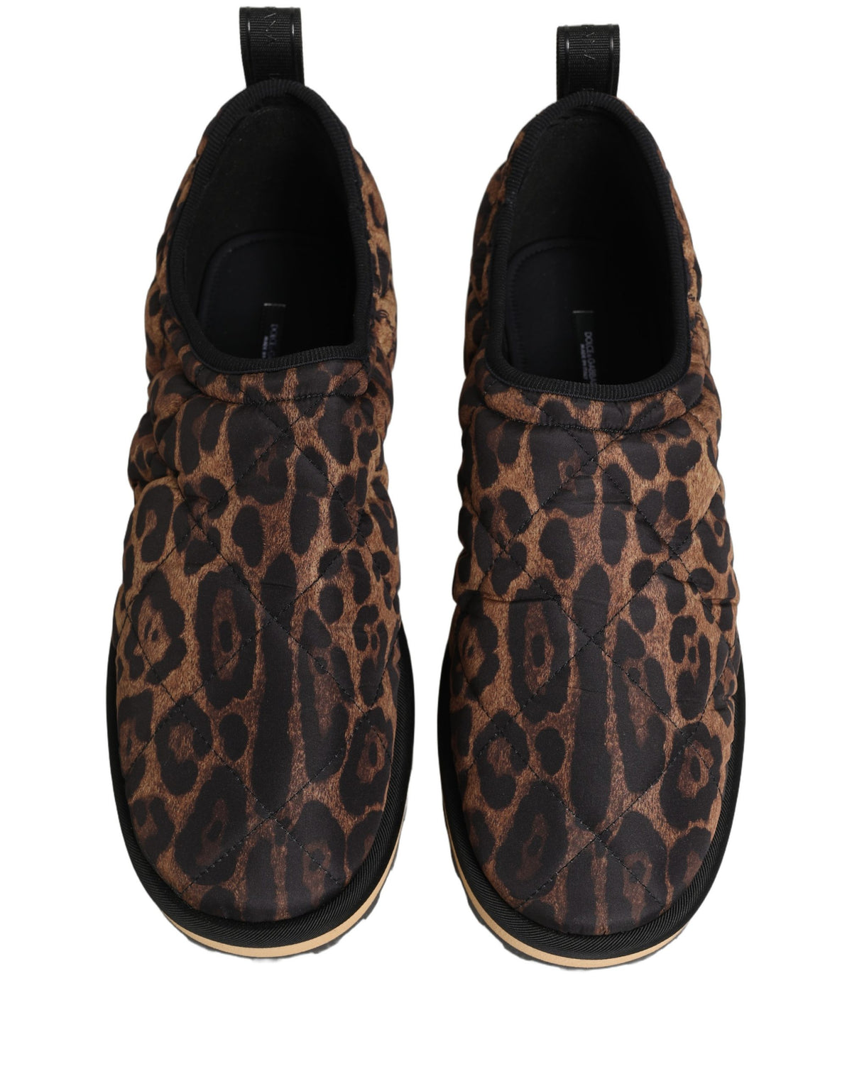Dolce & Gabbana Brown Leopard Print Quilted Men Sneakers Men's Shoes