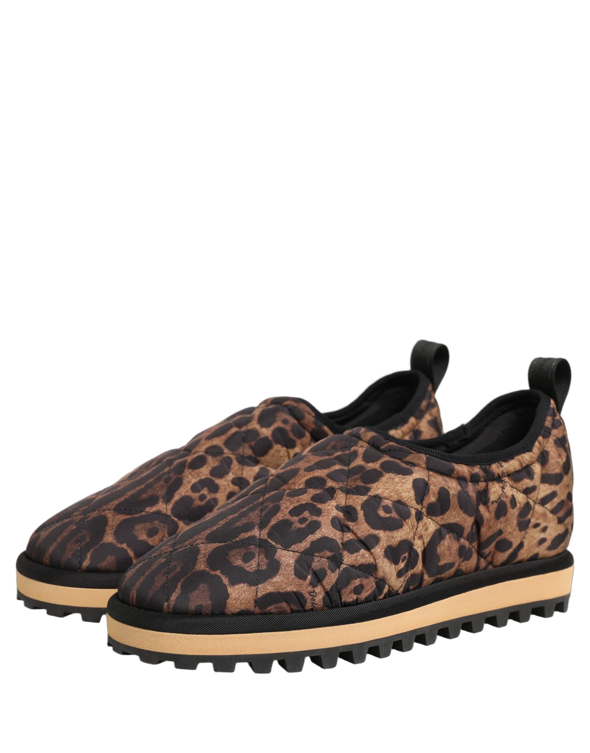 Dolce & Gabbana Brown Leopard Print Quilted Men Sneakers Men's Shoes