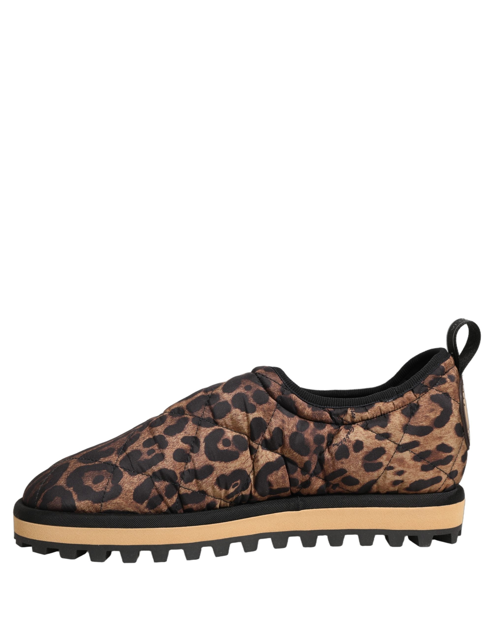Dolce & Gabbana Brown Leopard Print Quilted Men Sneakers Men's Shoes