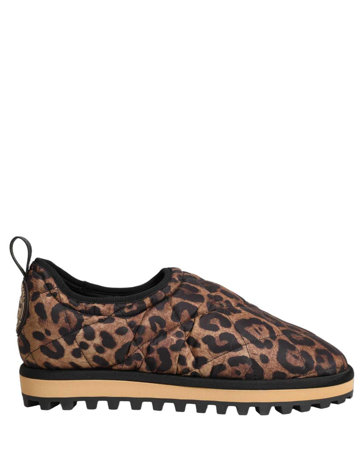 Dolce & Gabbana Brown Leopard Print Quilted Men Sneakers Men's Shoes