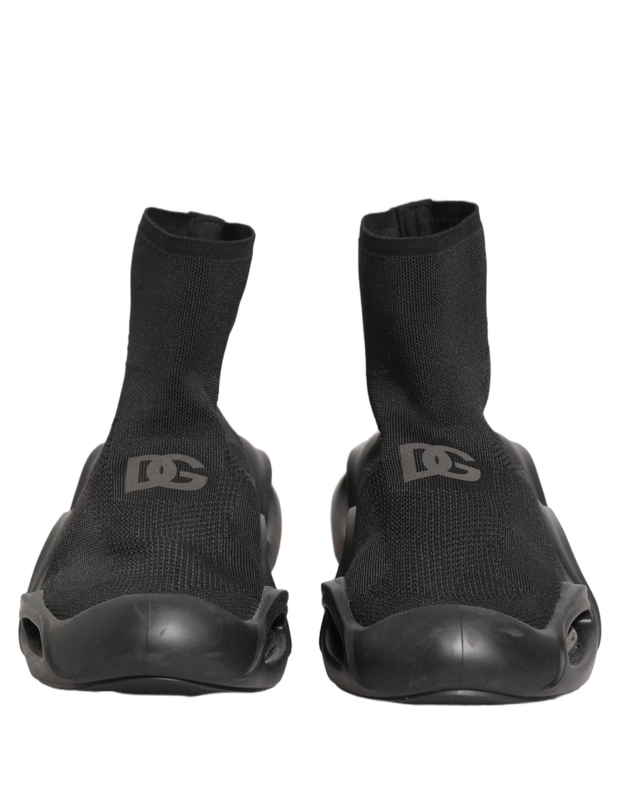 Dolce & Gabbana Black Slip On Wave Socks Men Sneakers Men's Shoes